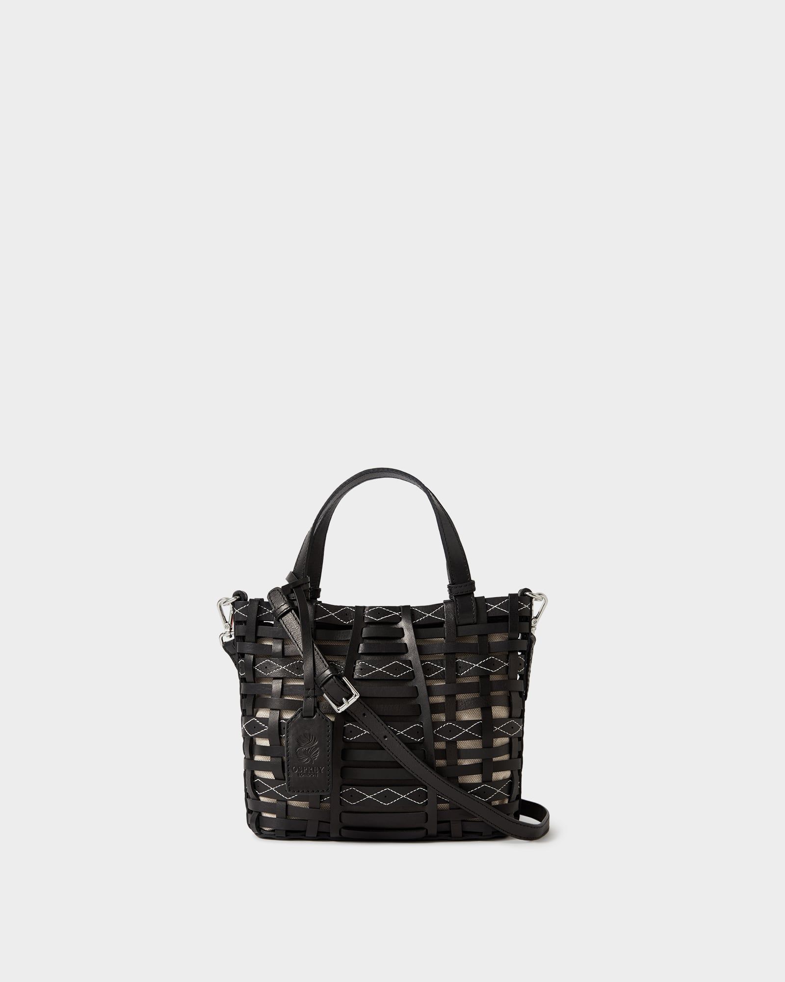 Image number 1 of The Mini Aztec Leather Tote in Black