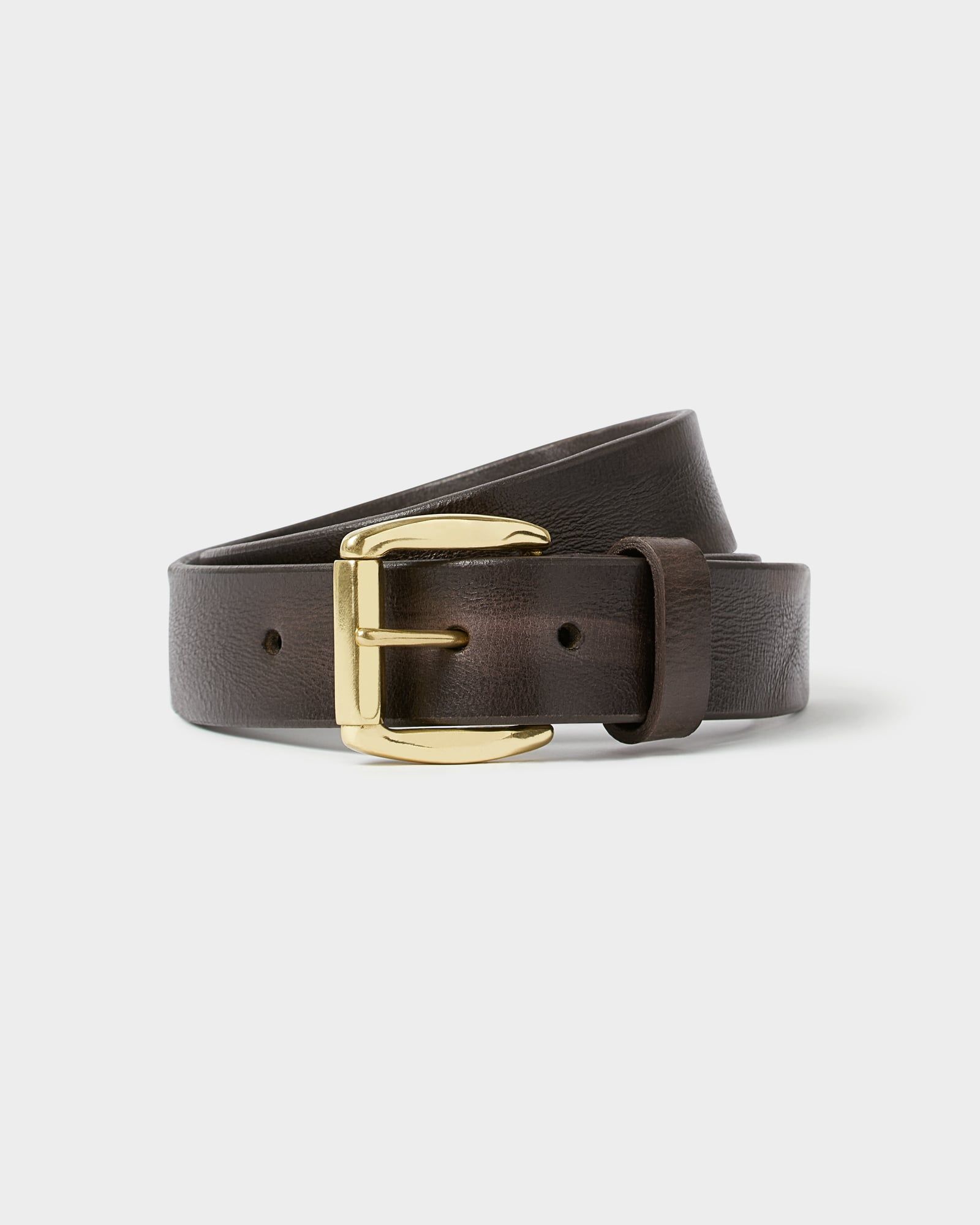 Image number 1 of The Vintage Saddle Leather Belt in Chocolate