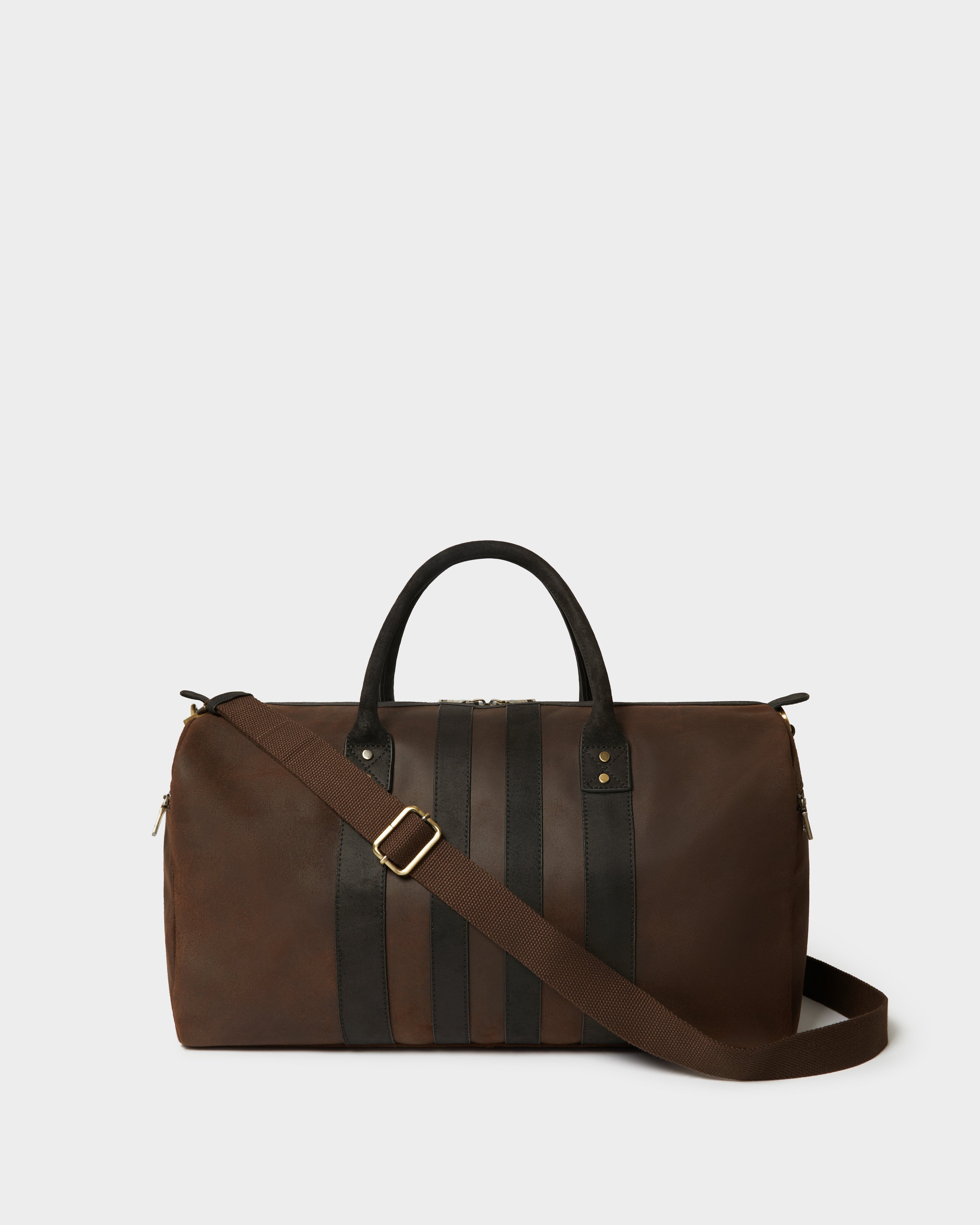 Image number 1 of The Jenson Leather Holdall in Chocolate & Black