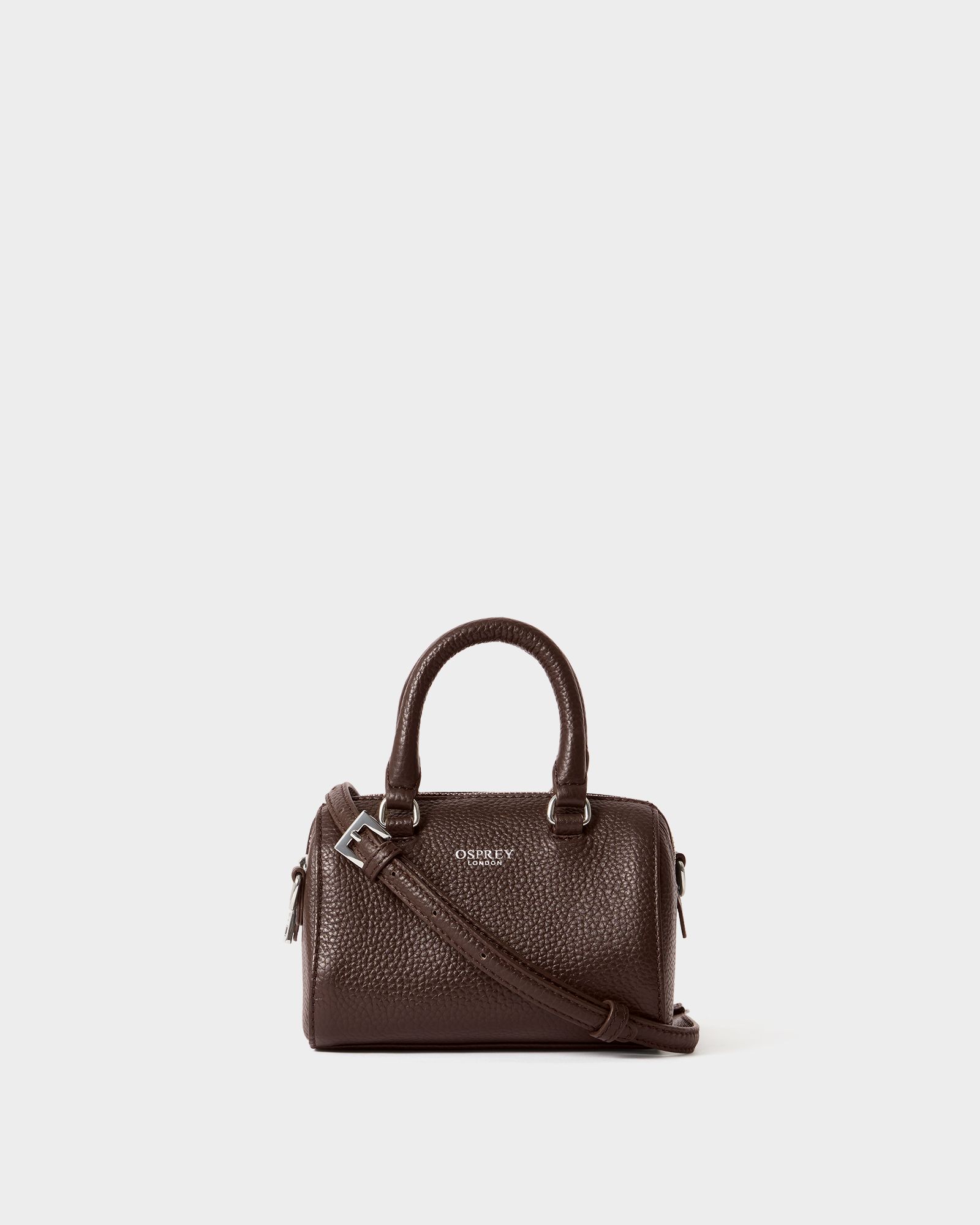 Image number 1 of The Madison Small Leather Barrel Bag in Bitter Chocolate