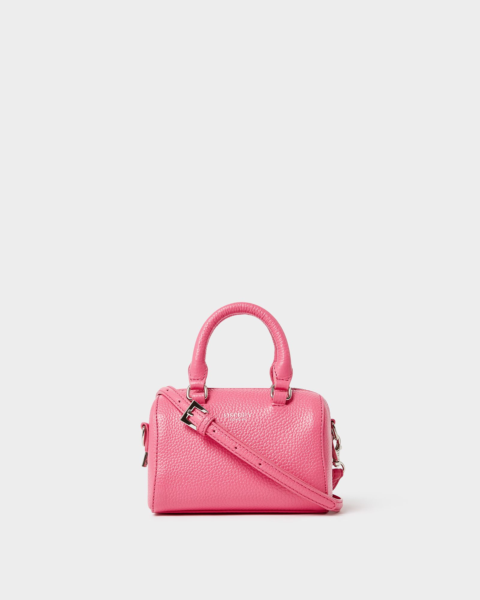 The Madison Leather Barrel Bag in Cerise