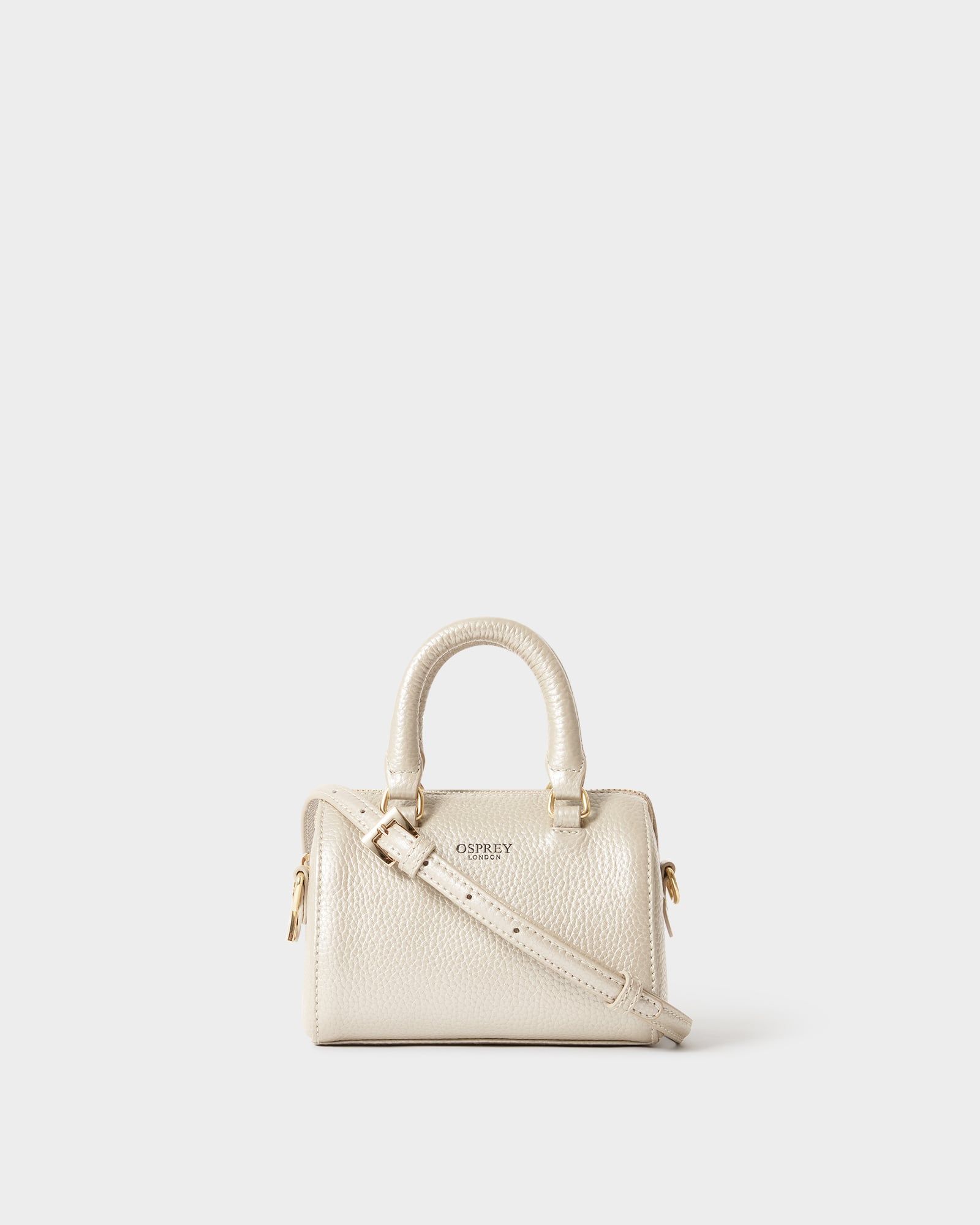 Image number 1 of The Madison Small Leather Barrel Bag in Gold