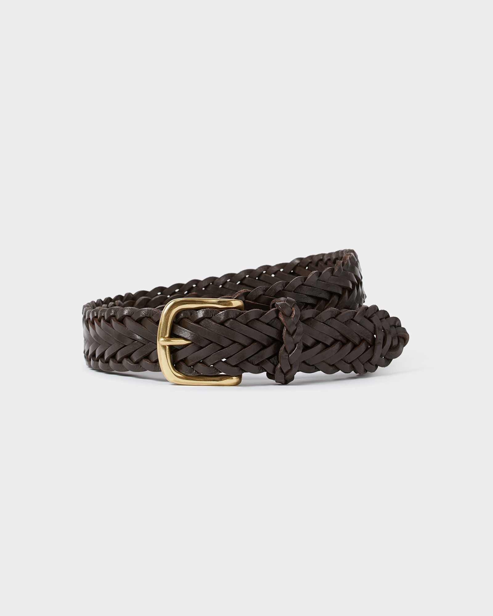Image number 1 of The Hand Plaited Classic Leather Belt in Chocolate