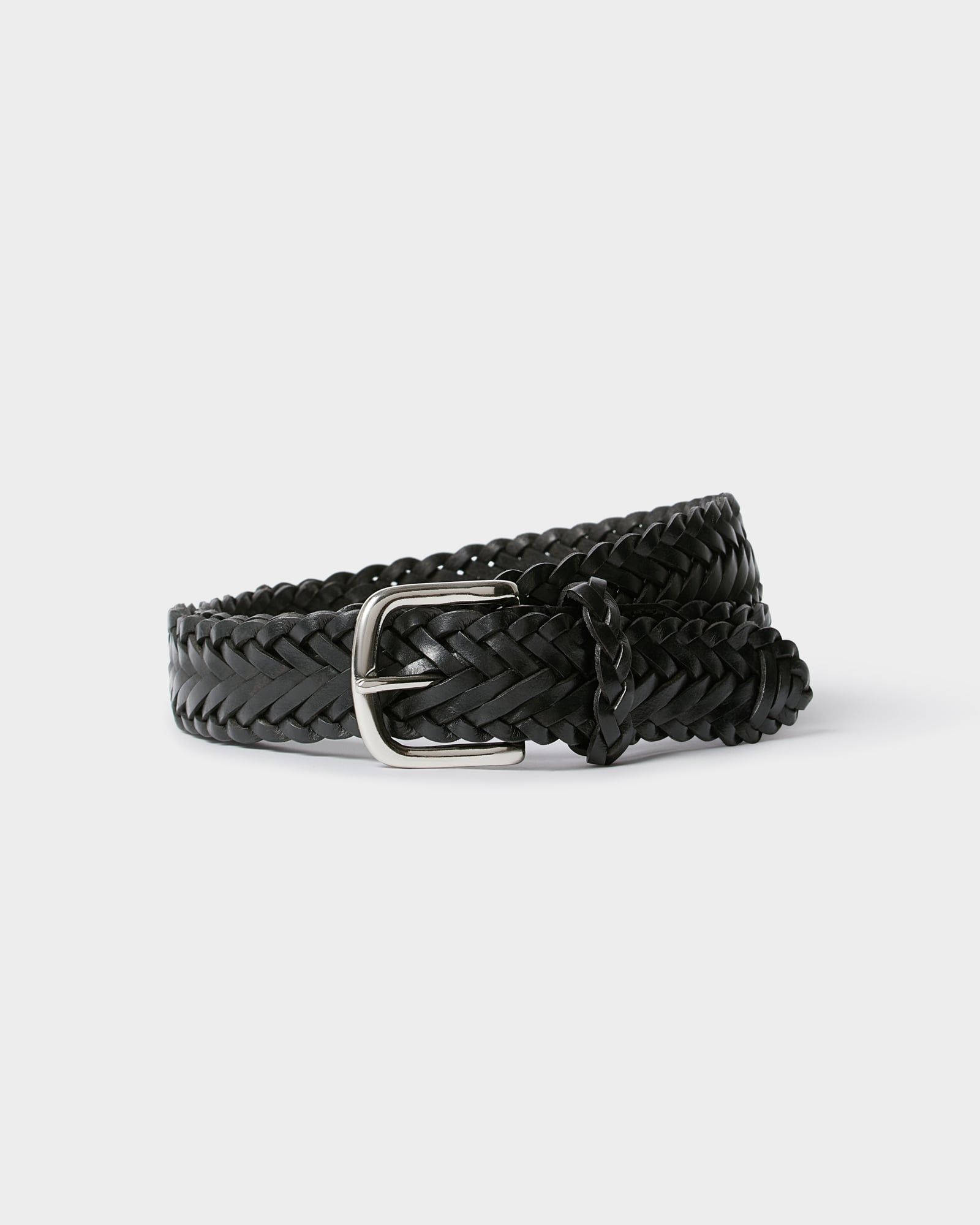 Image number 1 of The Hand Plaited Classic Leather Belt in Black