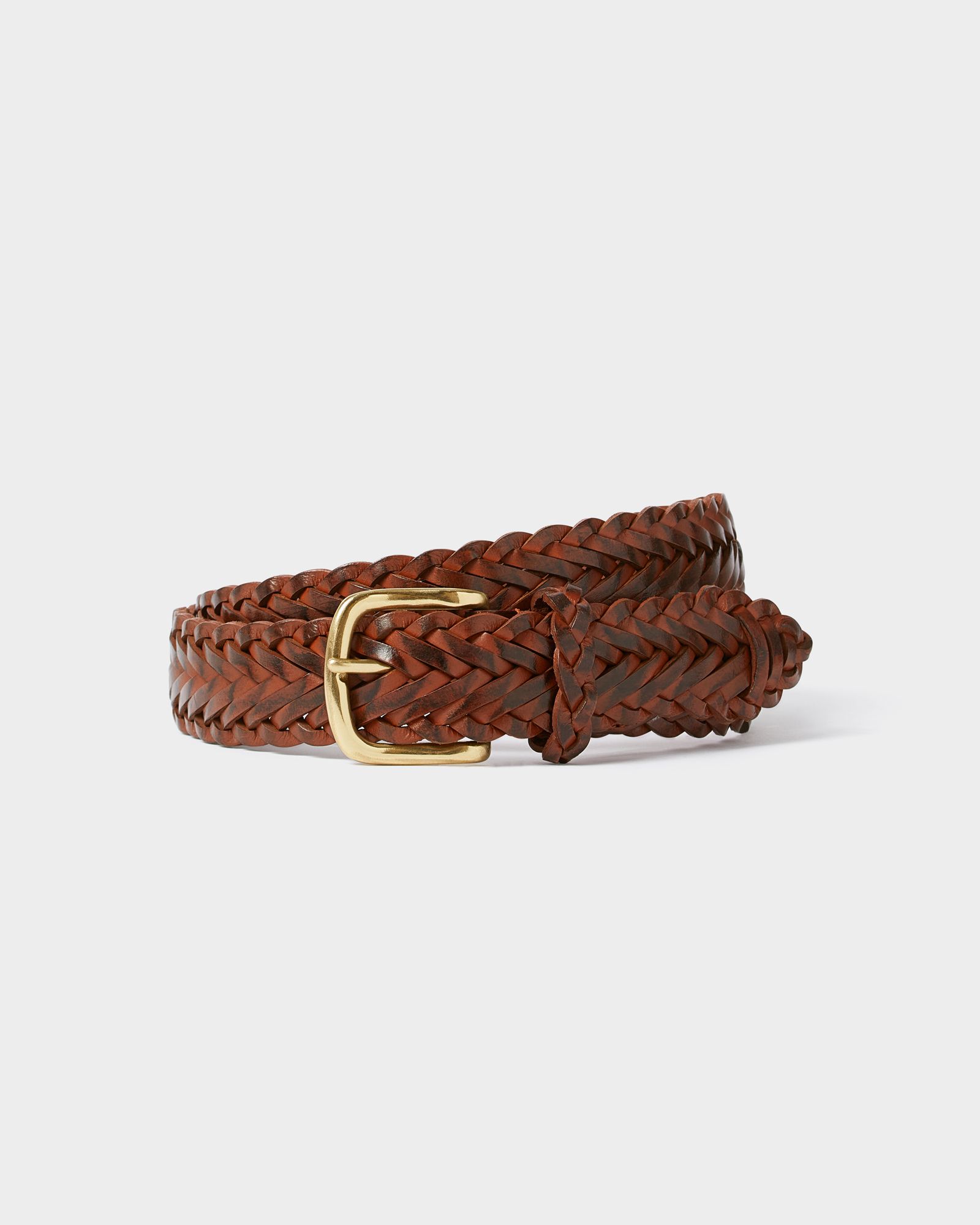 Image number 1 of The Hand Plaited Classic Leather Belt in Tan