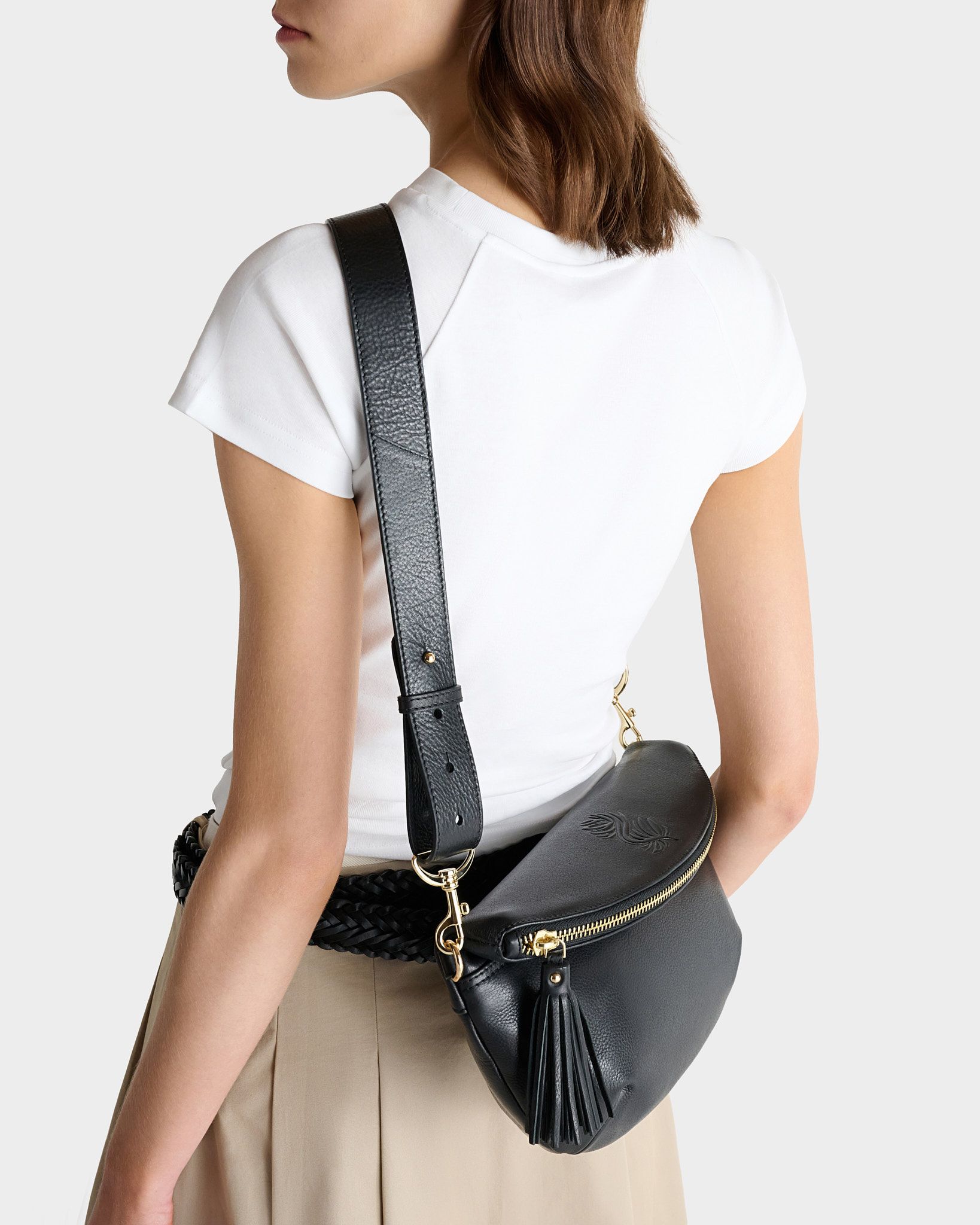 Image number 1 of The Luxe Milano Leather Sling in Black