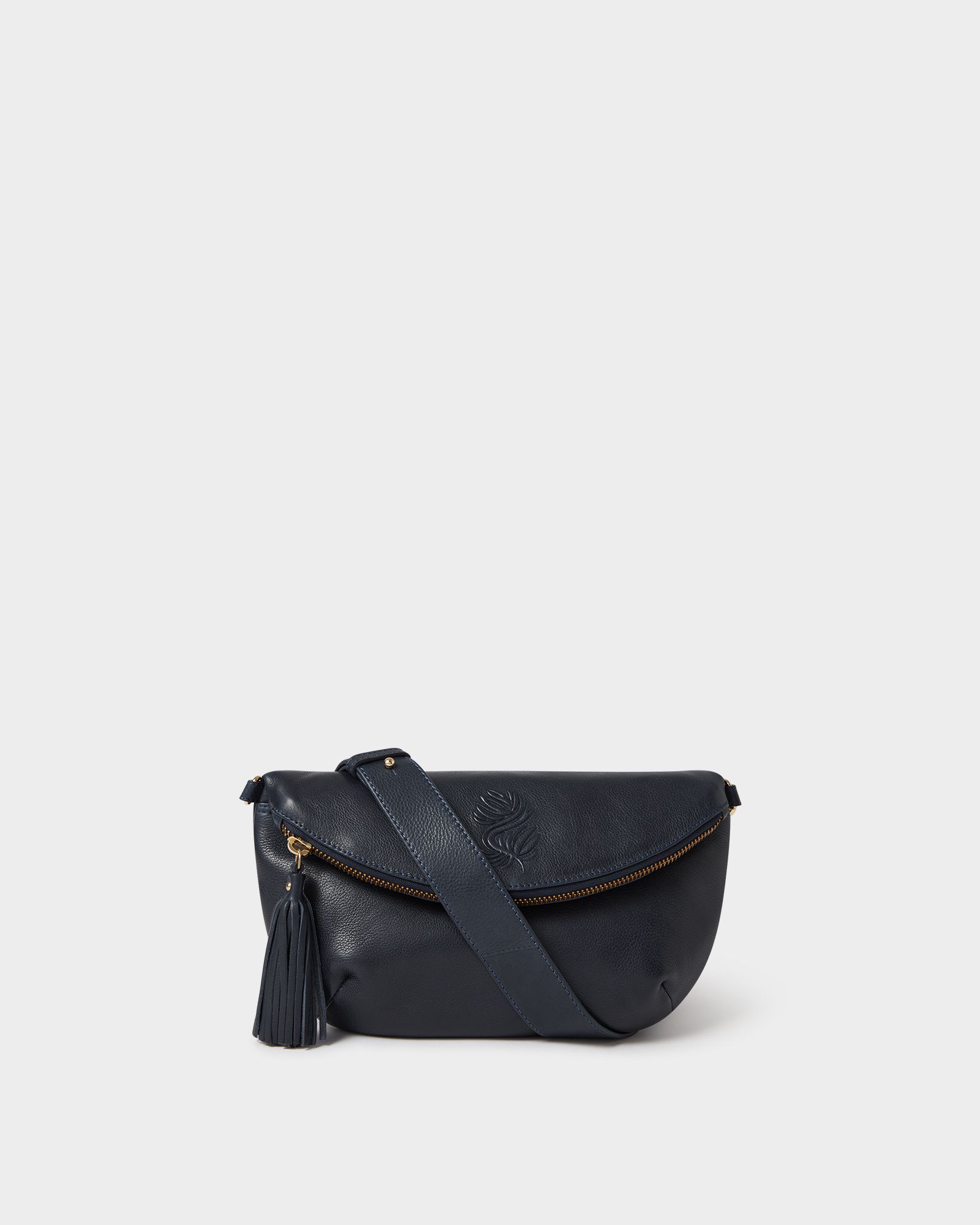 Image number 1 of Luxe Milano Leather Sling in Navy