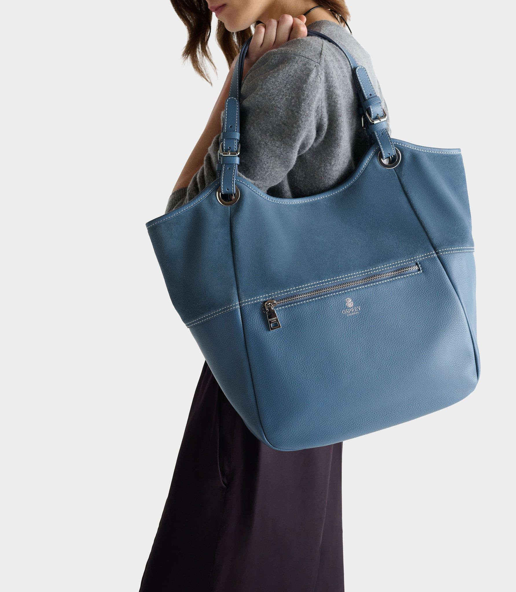 Image number 1 of The Luxe Suede Woodstock Tote in Denim
