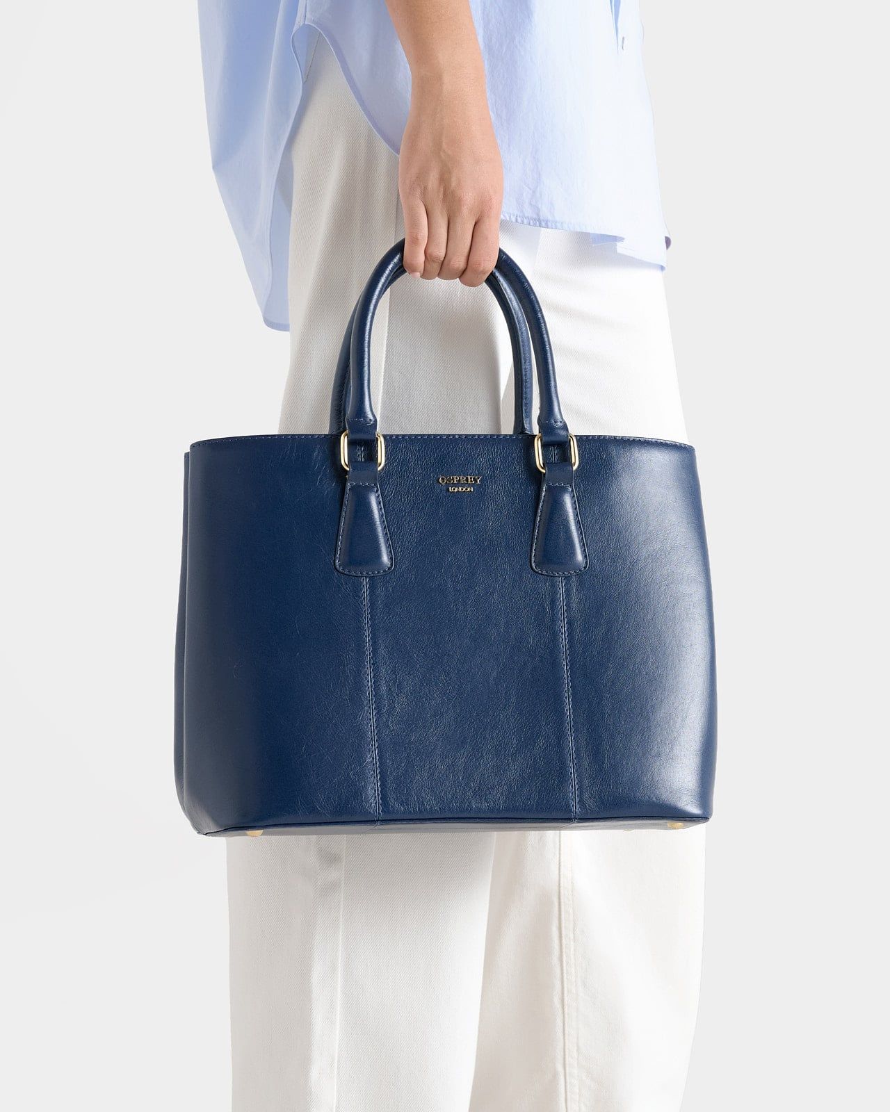 The Adaline Leather Work Bag in French Navy