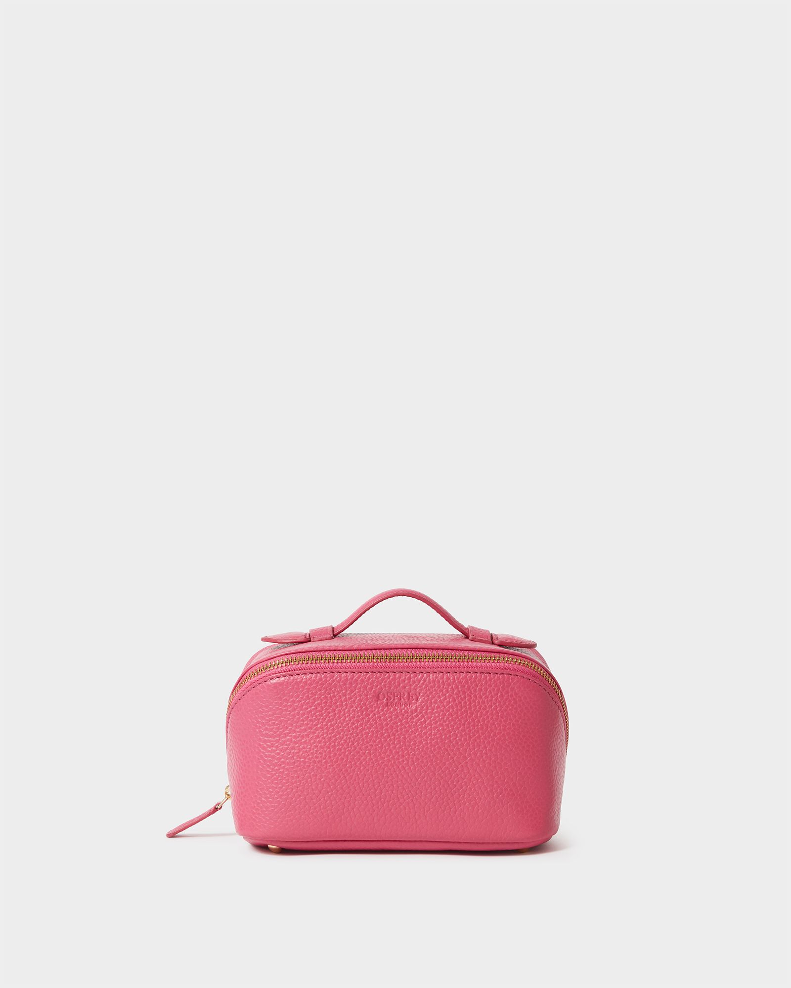 The Mini Jet Set Leather Washbag in Hot Pink