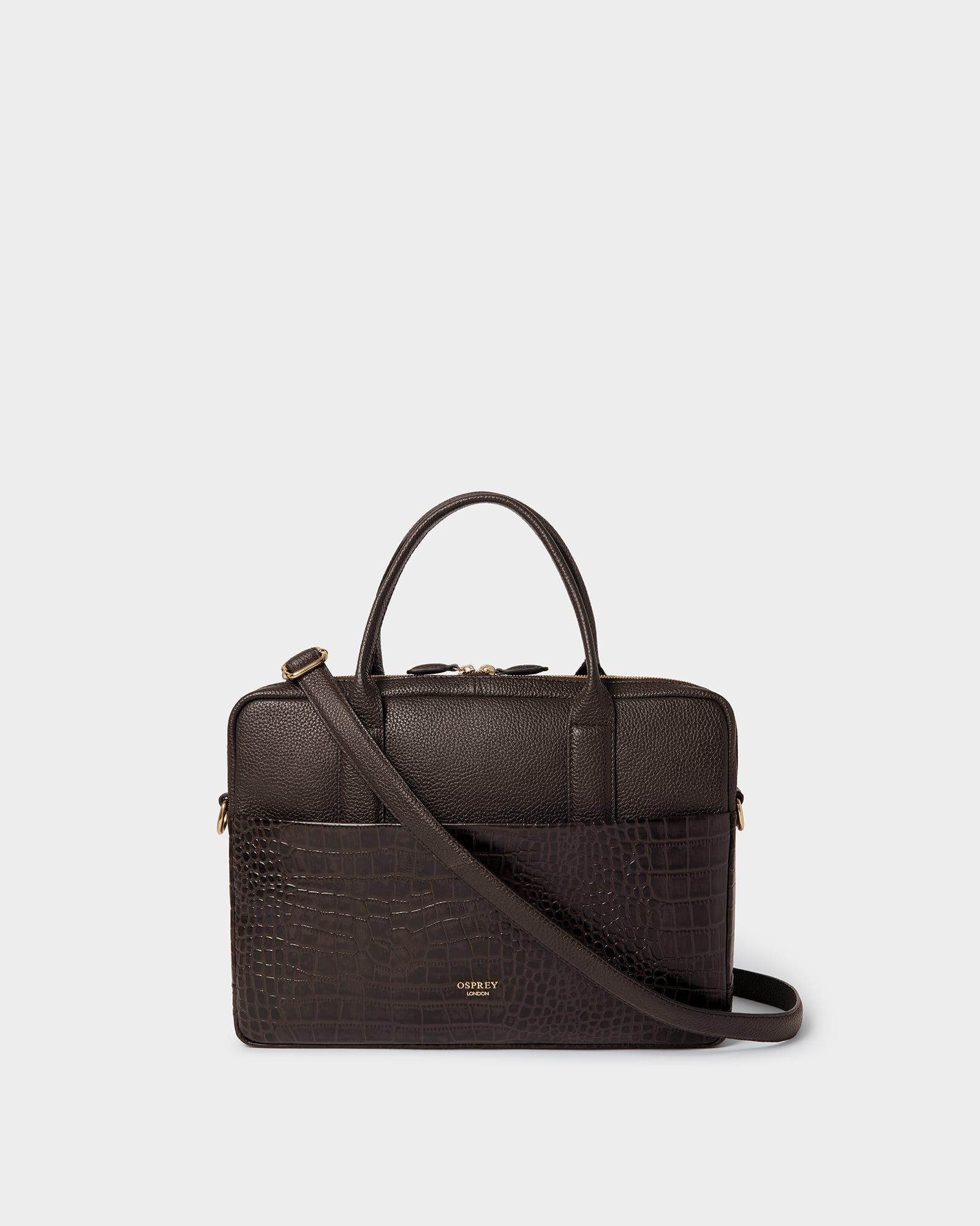 Image number 1 of The Kellie Leather Laptop Bag in Bitter Chocolate