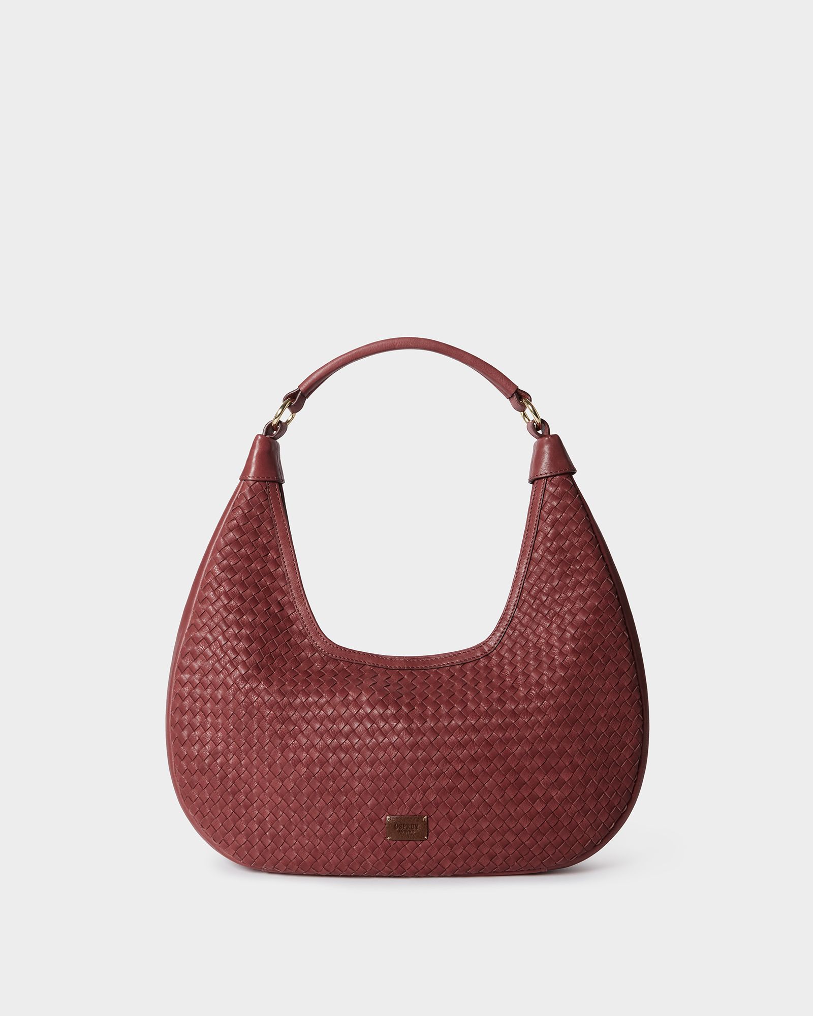 Image number 1 of The Alba Woven Leather Shoulder in Merlot