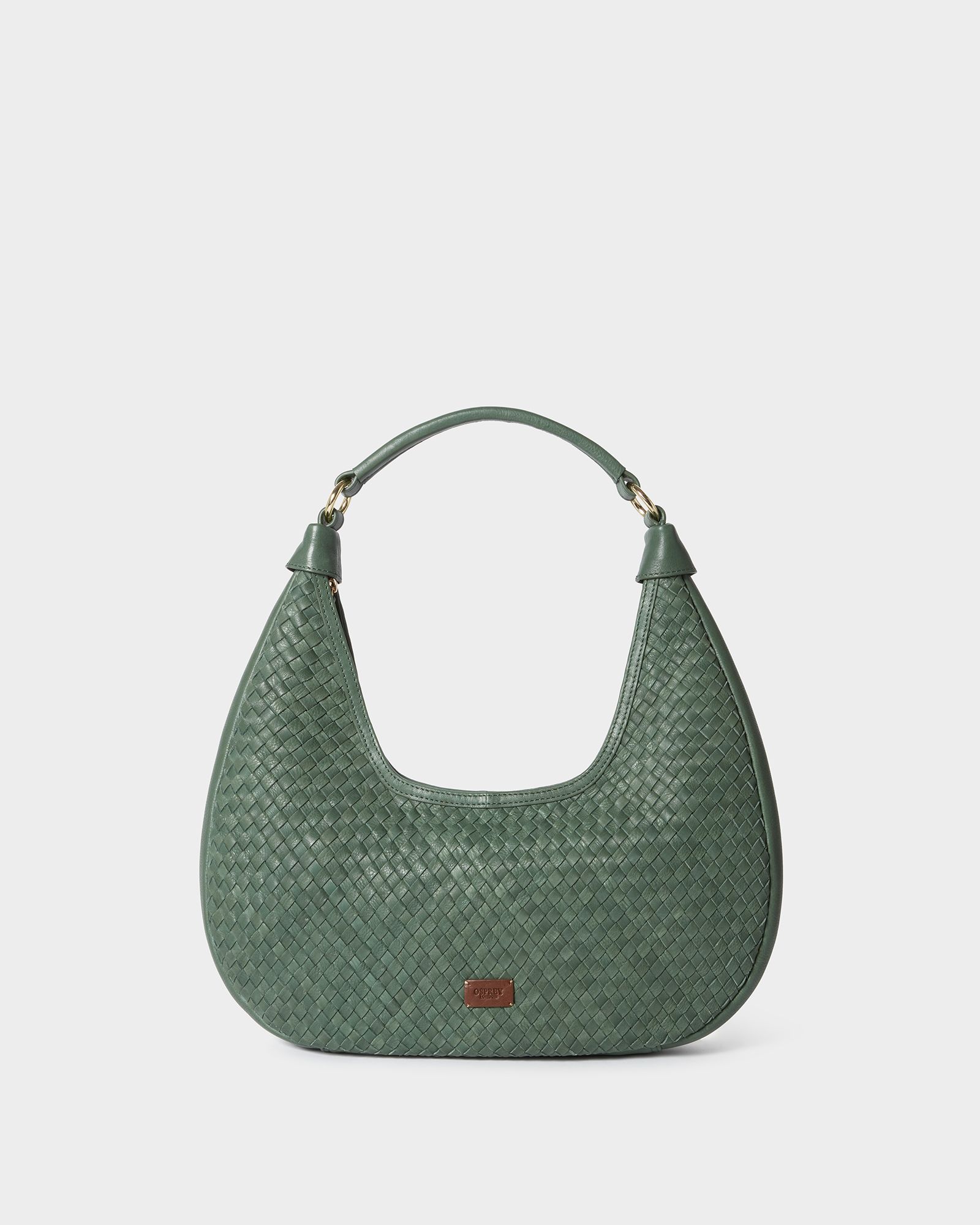 Image number 1 of The Alba Woven Leather Shoulder in Green
