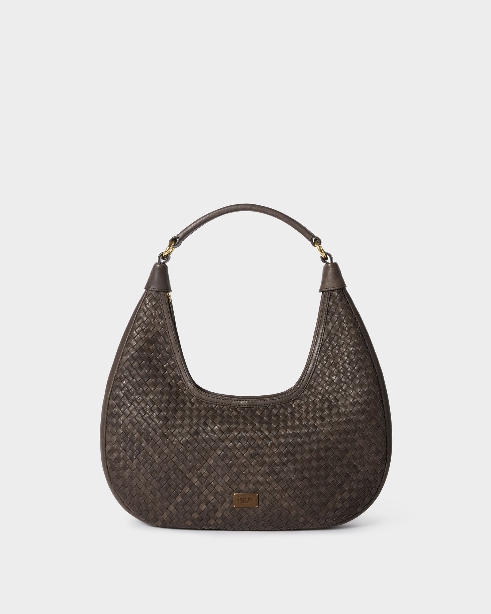 Image number 1 of The Alba Woven Leather Shoulder Bag in Chocolate