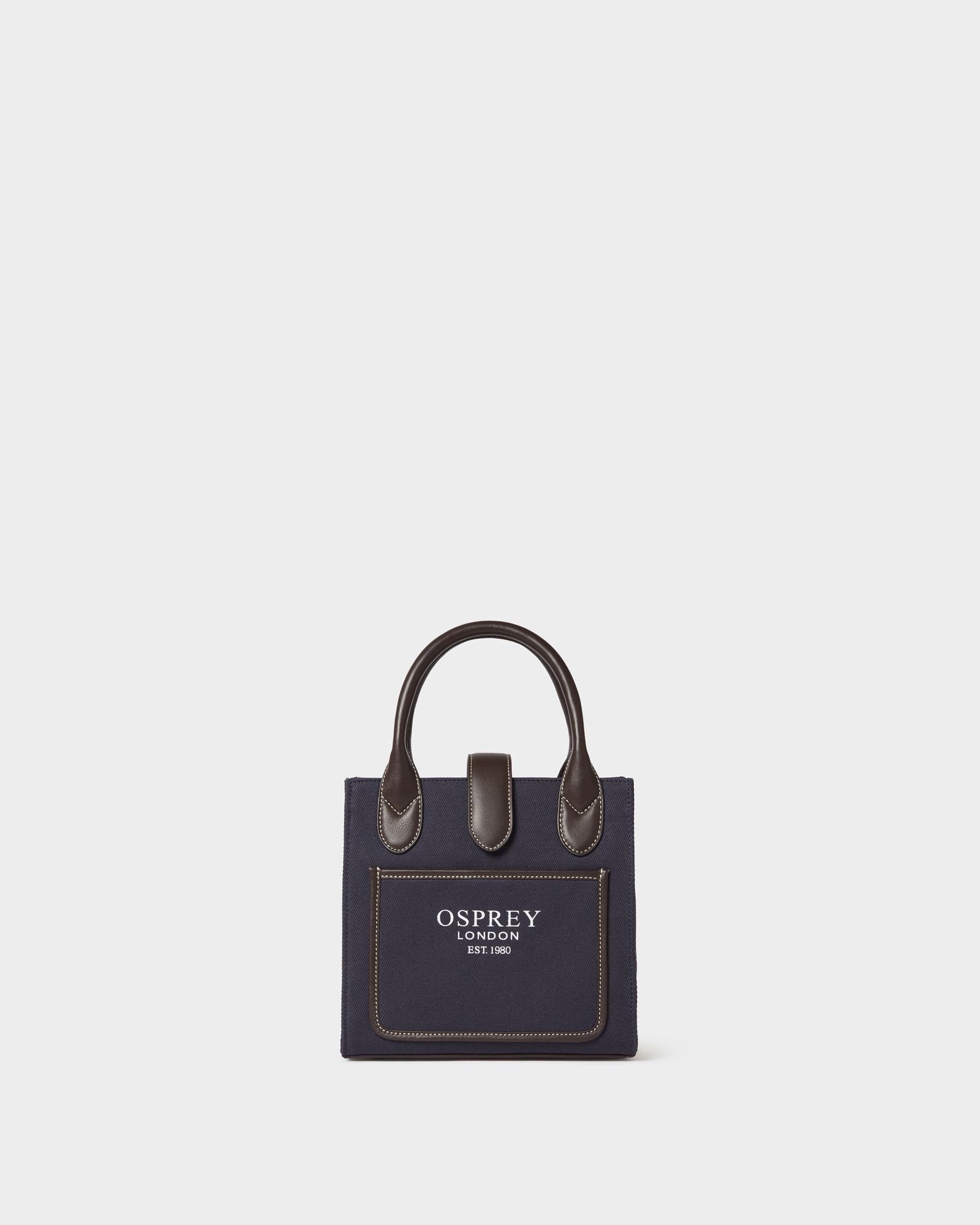 Image number 1 of The Great Gaddesden Small Canvas Tote in Navy & Chocolate