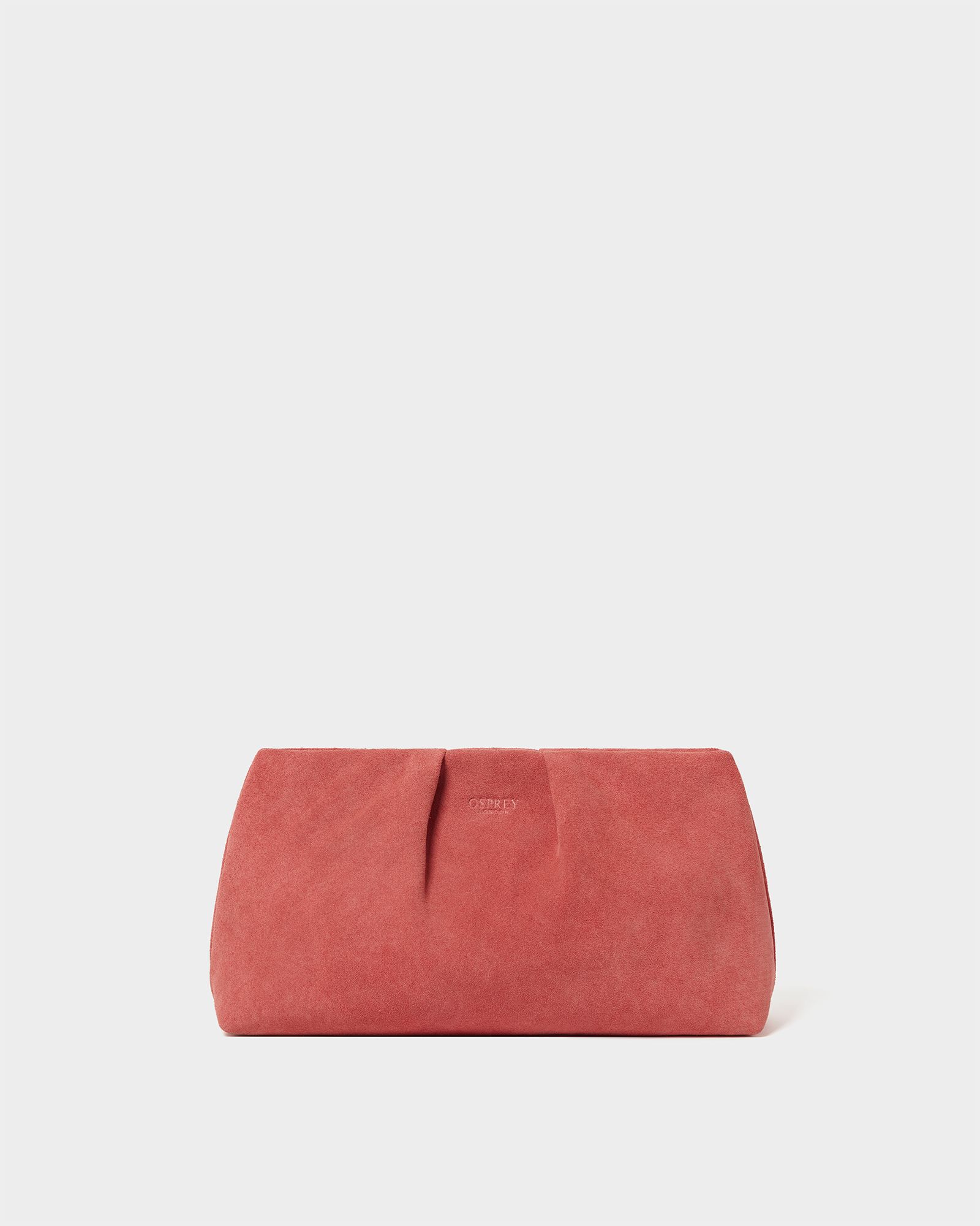Image number 1 of The Pleated Suede Clutch in Dusky Pink