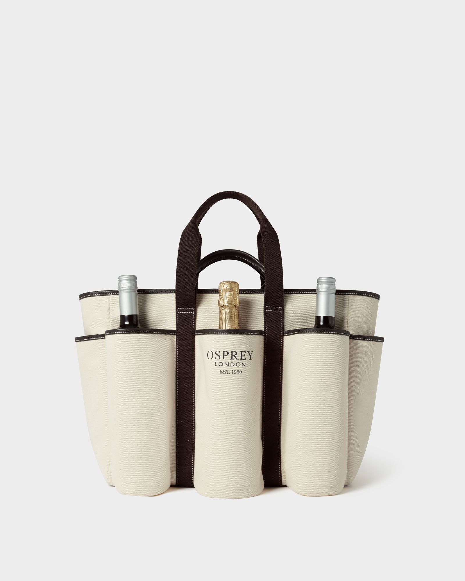 Image number 1 of The Great Gaddesden Canvas Picnic Bag in Ivory & Chocolate