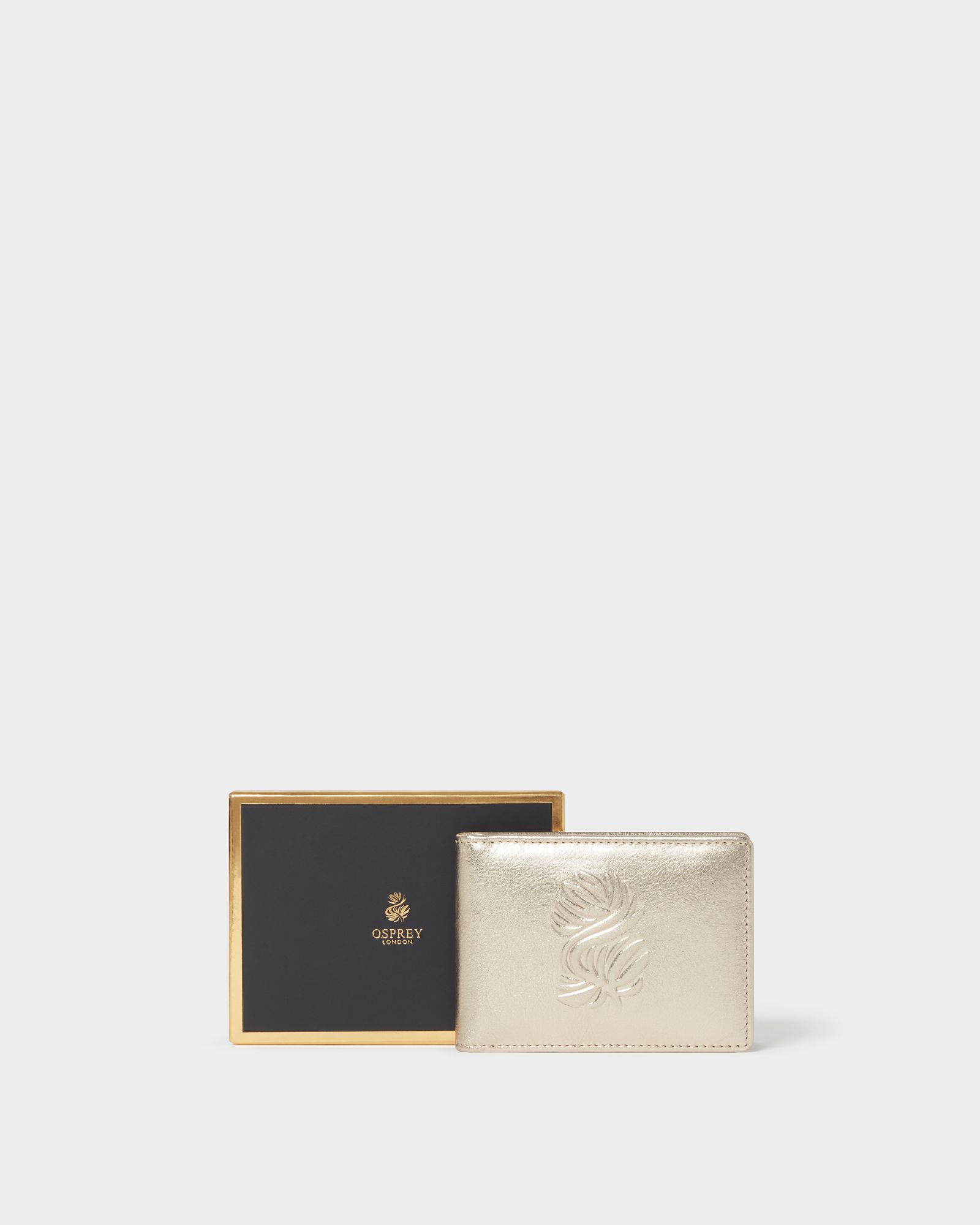 Image number 1 of The Luxe Leather Credit Card Holder With Mirror in Metallic Gold