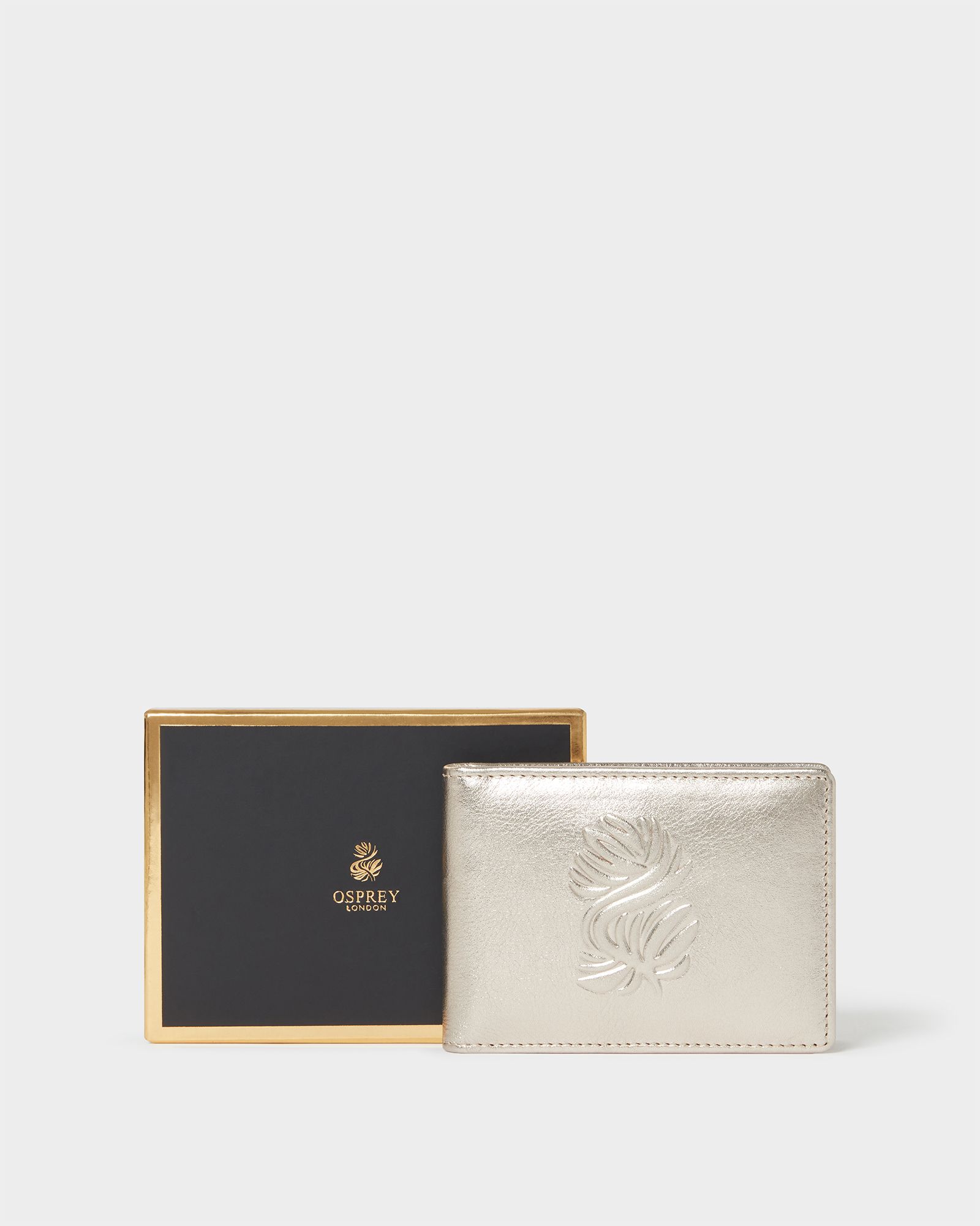 Image number 1 of The Luxe Leather Credit Card Holder With Mirror in Metallic Gold