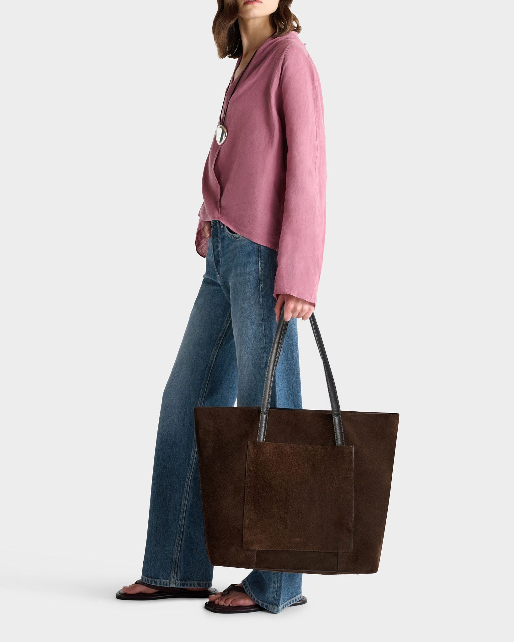 Image number 1 of The Montana Suede Tote in Chocolate