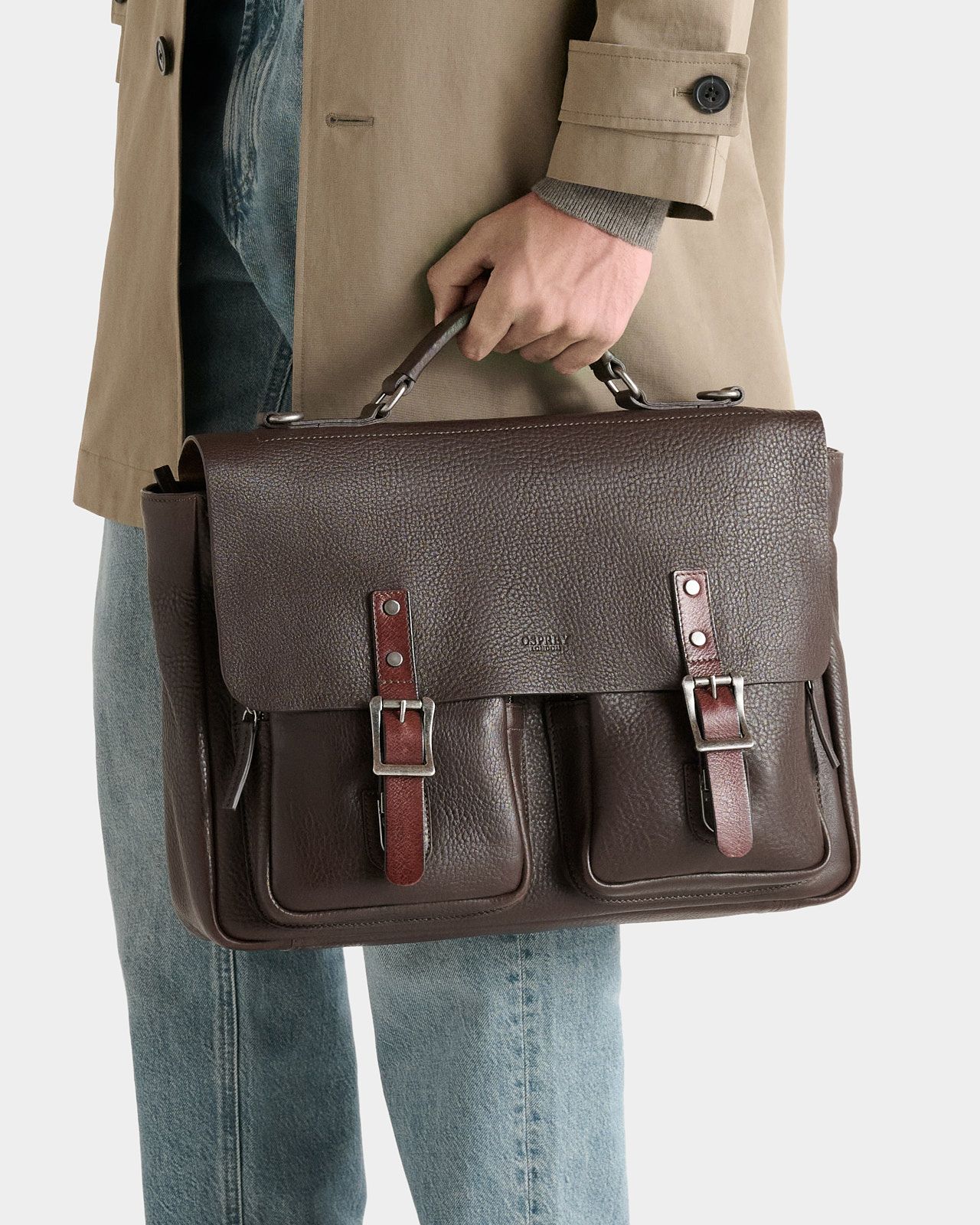 The Lorenzo Leather Briefcase in Chocolate