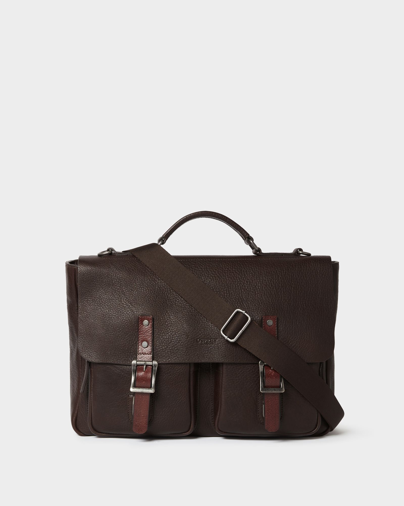 Image number 1 of The Lorenzo Leather Briefcase in Chocolate