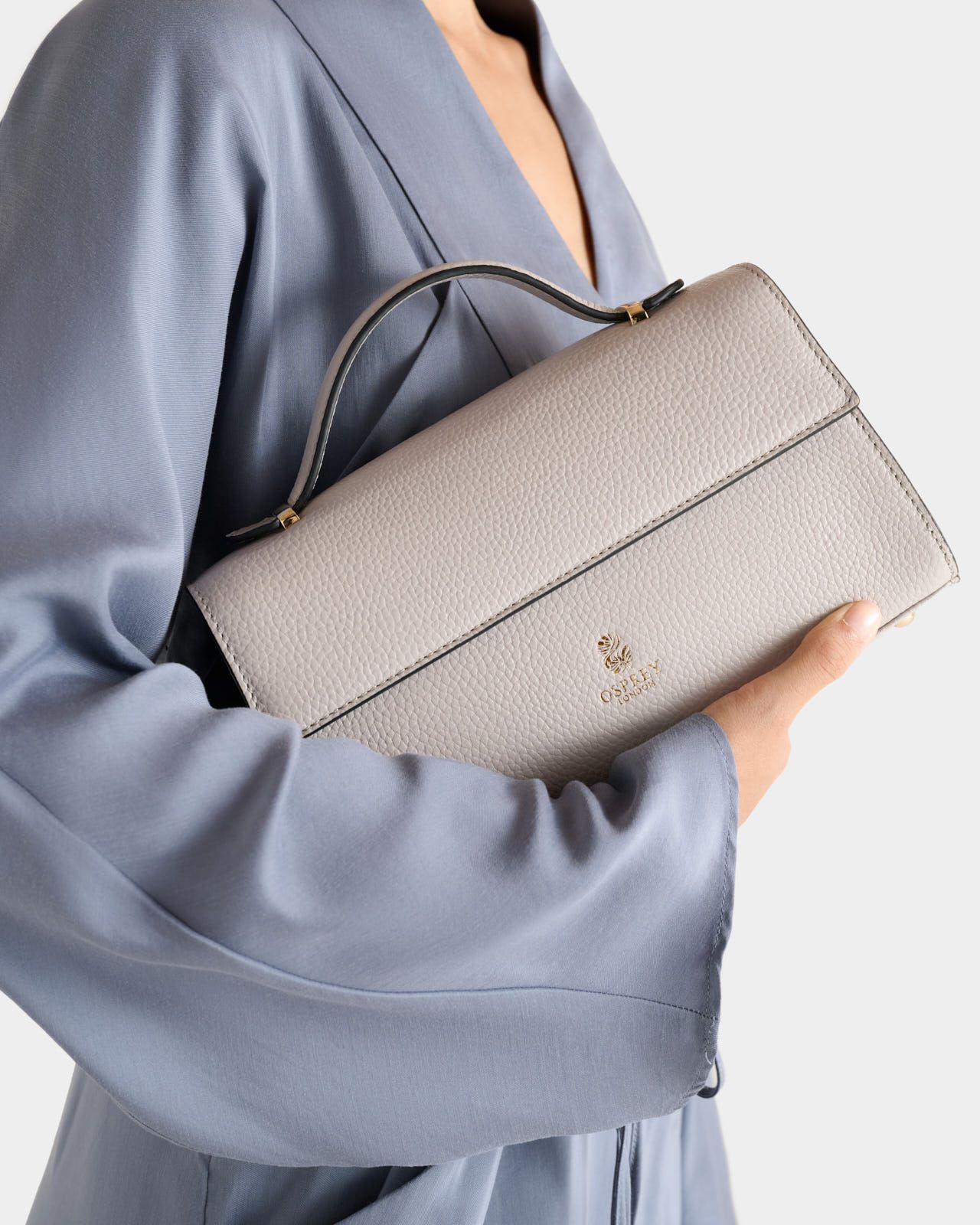 The Hathaway Leather Top Handle Bag in Taupe