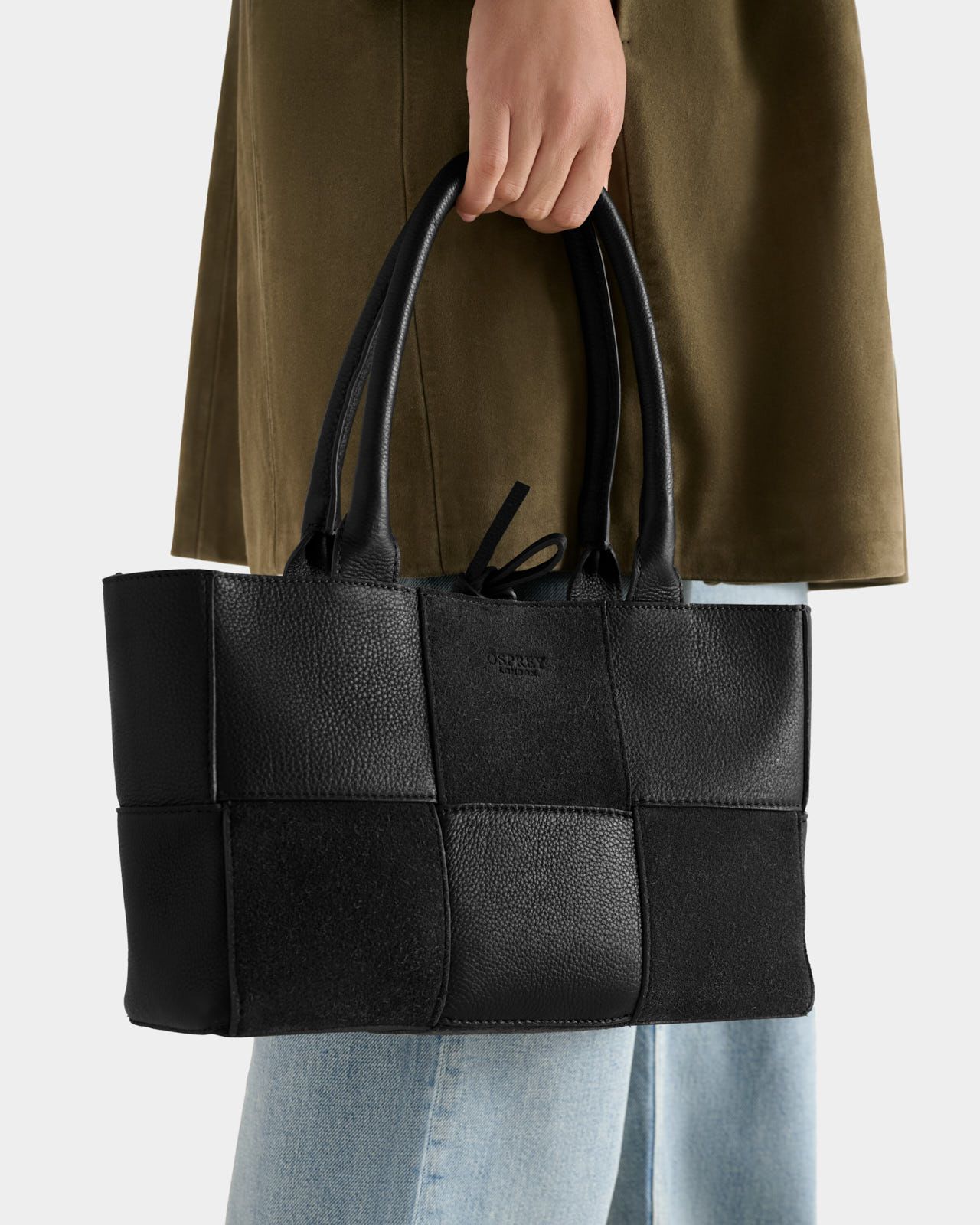 Image number 1 of The Patchwork East West Suede Bag in Black