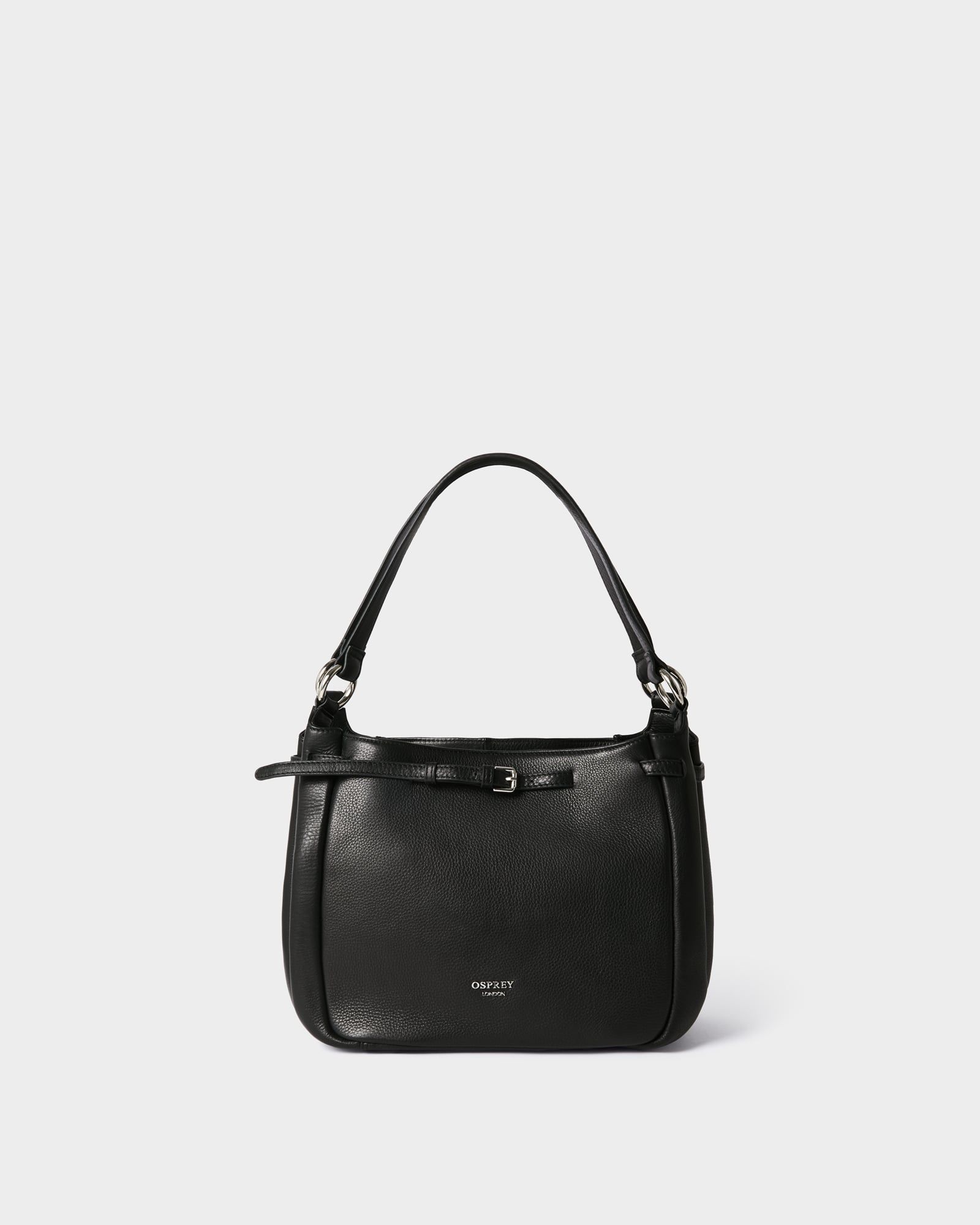Image number 1 of The Medium Leather Belt Shoulder Tote in Black