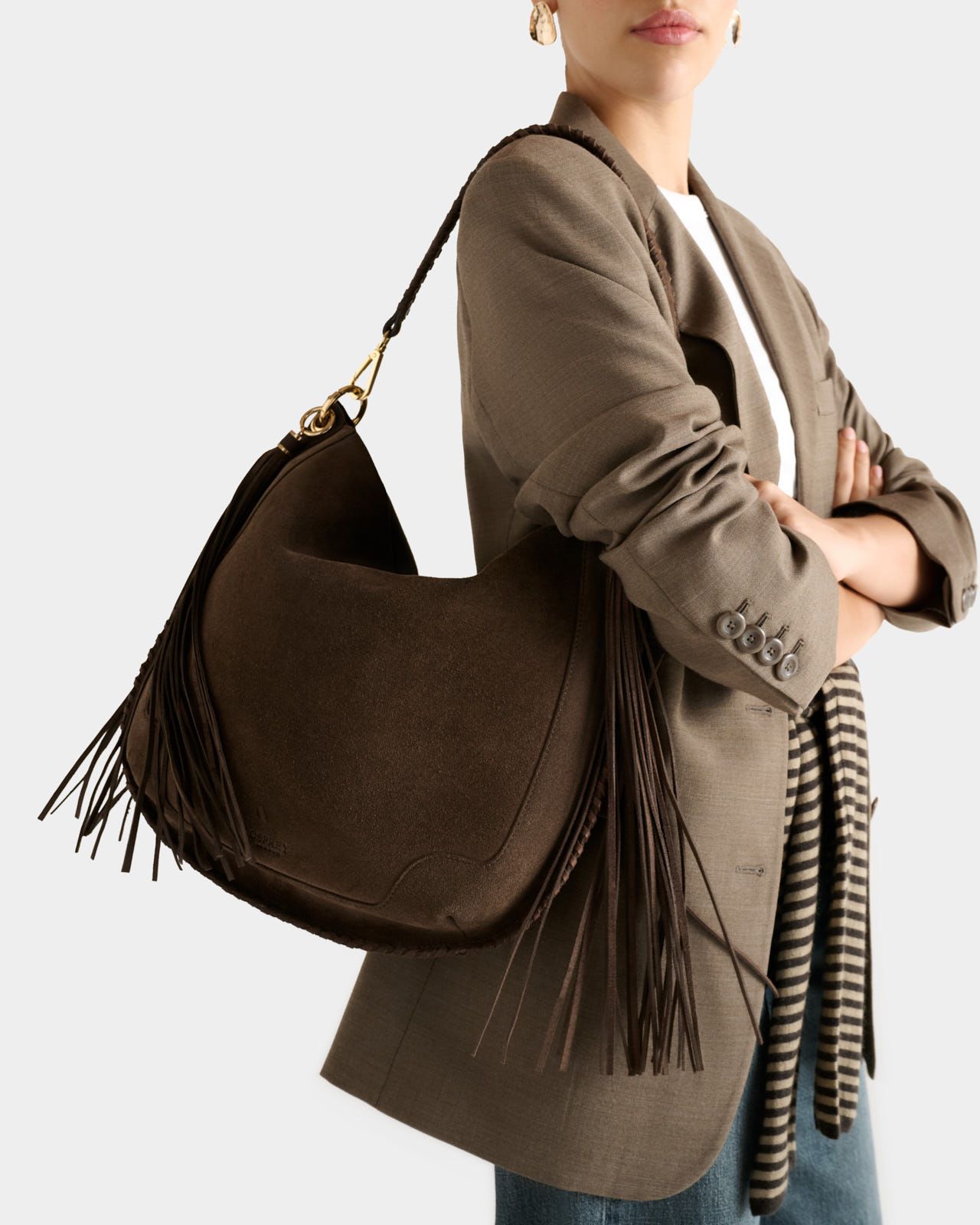 The Rodeo Suede Hobo in Chocolate