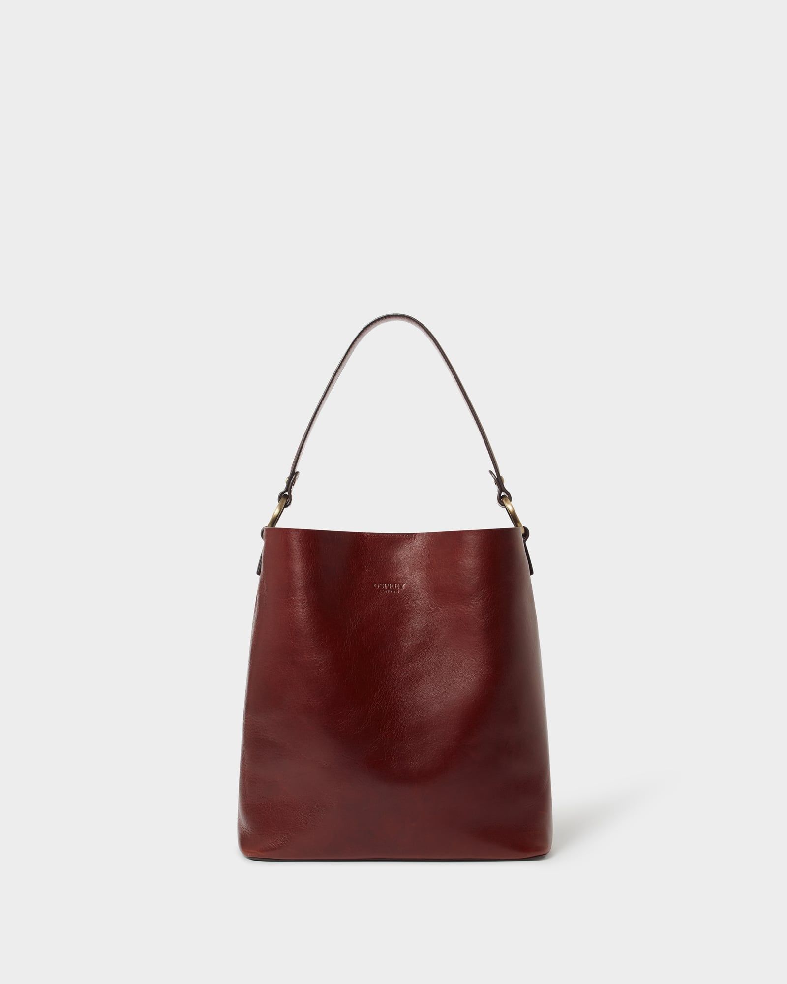 Image number 1 of The Saddle Leather Bucket Shoulder in Chestnut