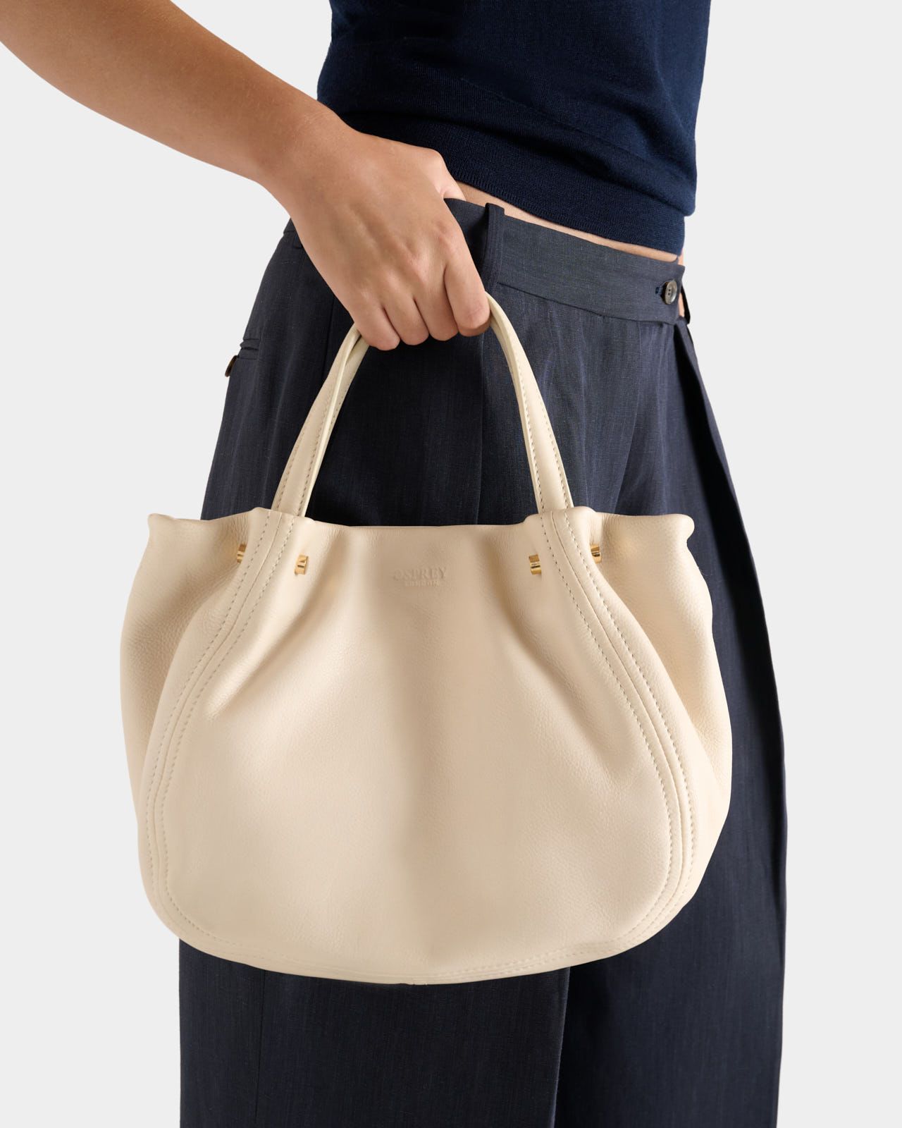 Image number 1 of The Small Puff Ball Leather Shoulder Bag in Dove