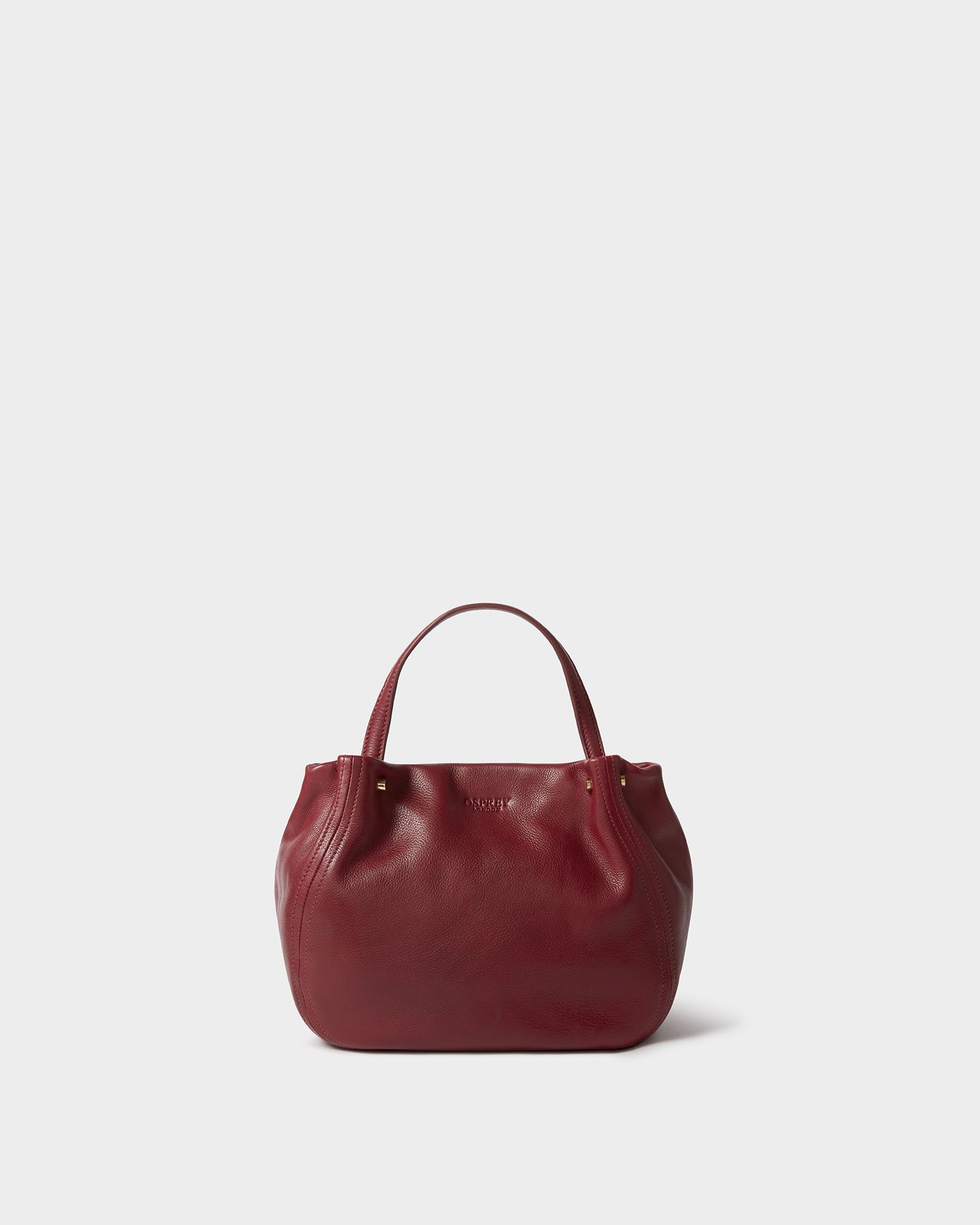 The Small Puff Ball Leather Shoulder Bag in Merlot
