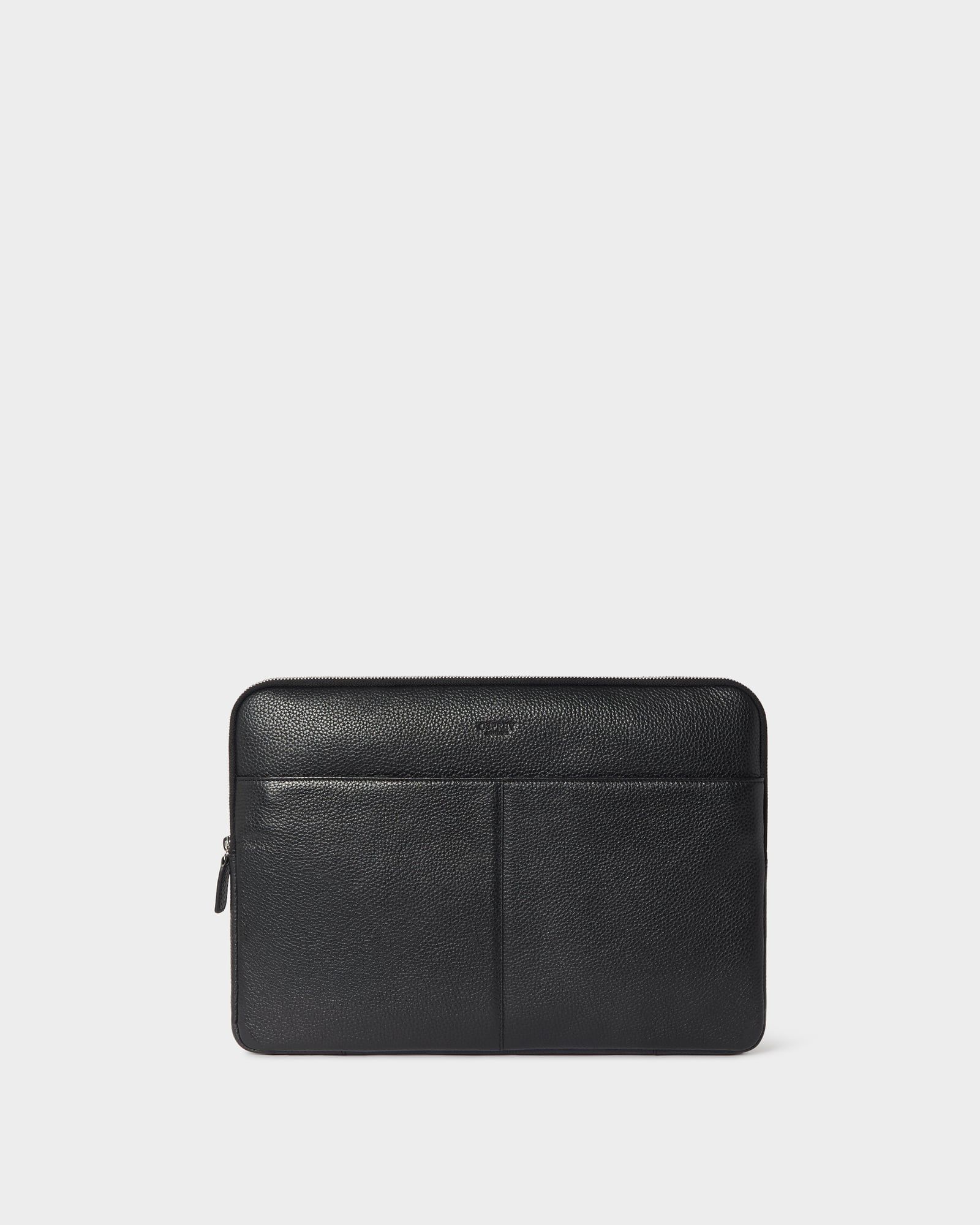 Image number 1 of The Jacob Leather Tech Sleeve in Black