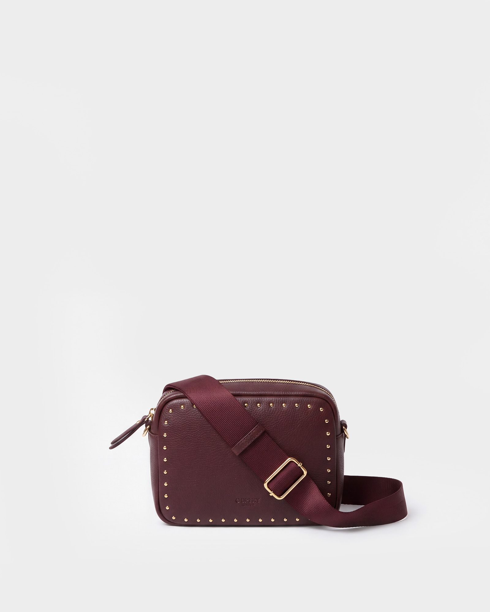Image number 1 of The Studded Leather Camera Bag in Merlot