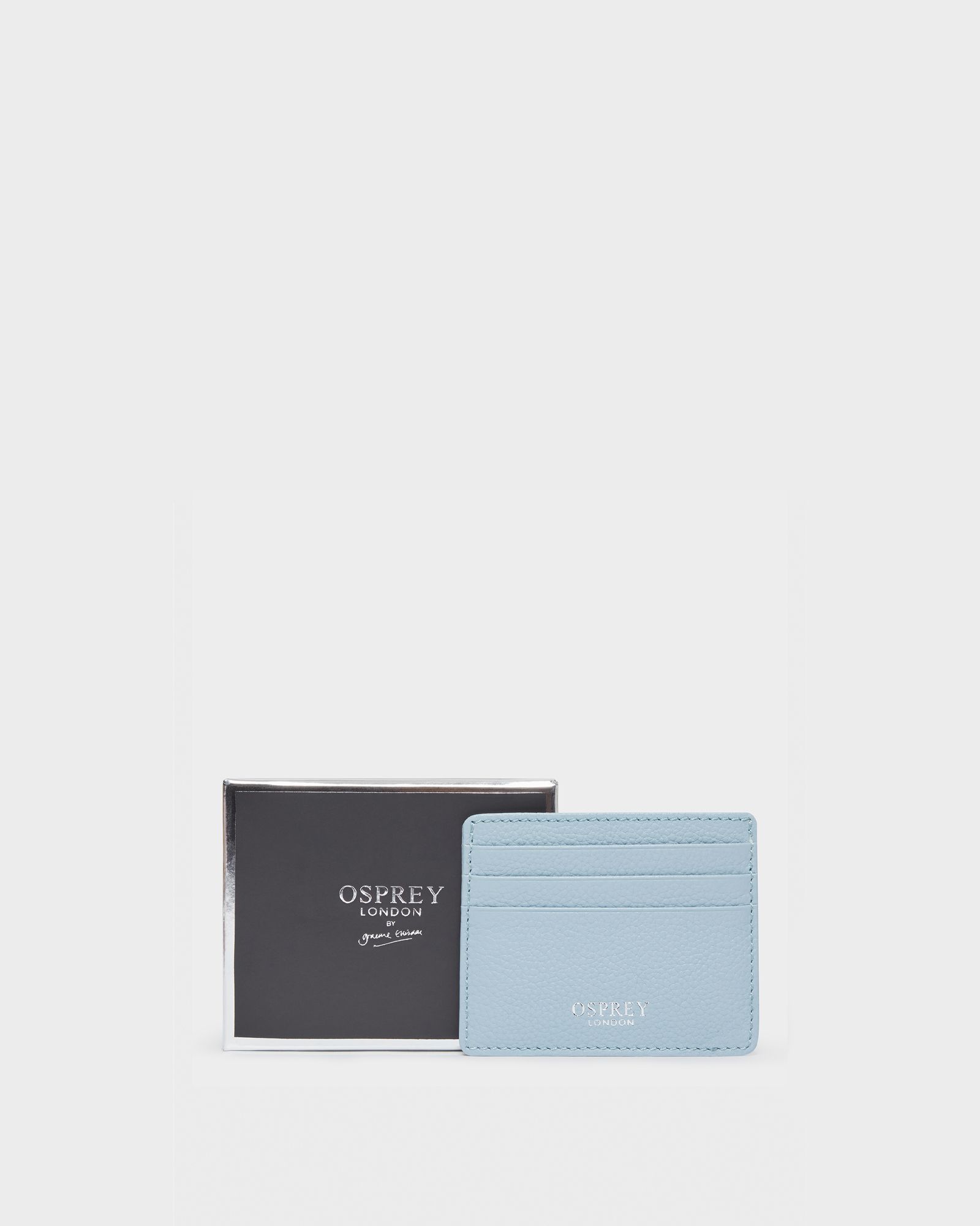 Image number 1 of The Island Leather Card Holder in Powder Blue