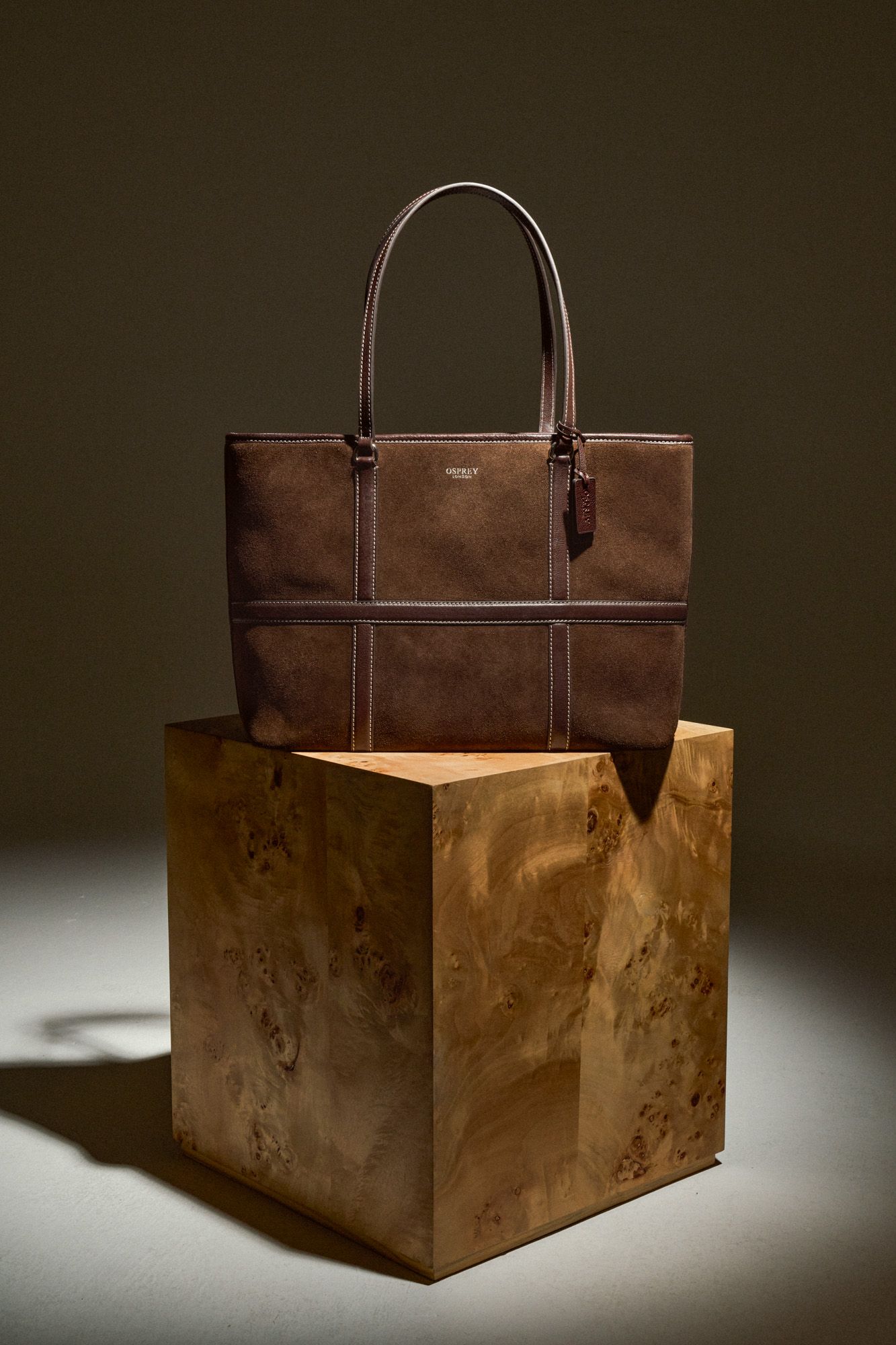 The Contrast Large Suede Tote in Chocolate