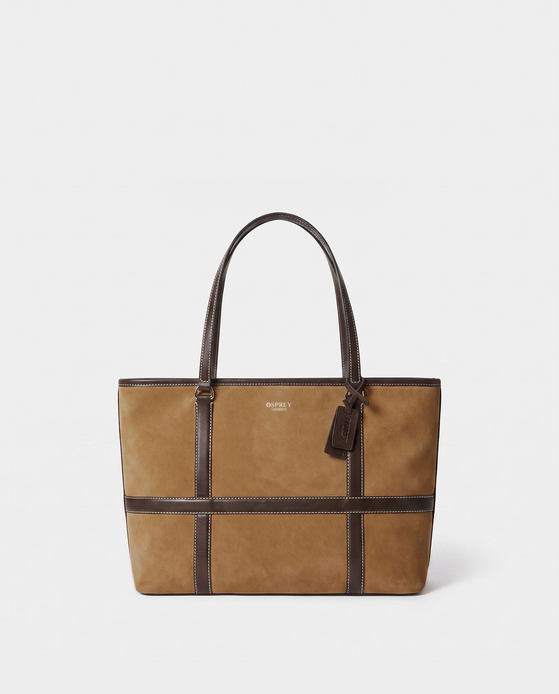 Image number 1 of The Contrast Large Suede Tote in Tan