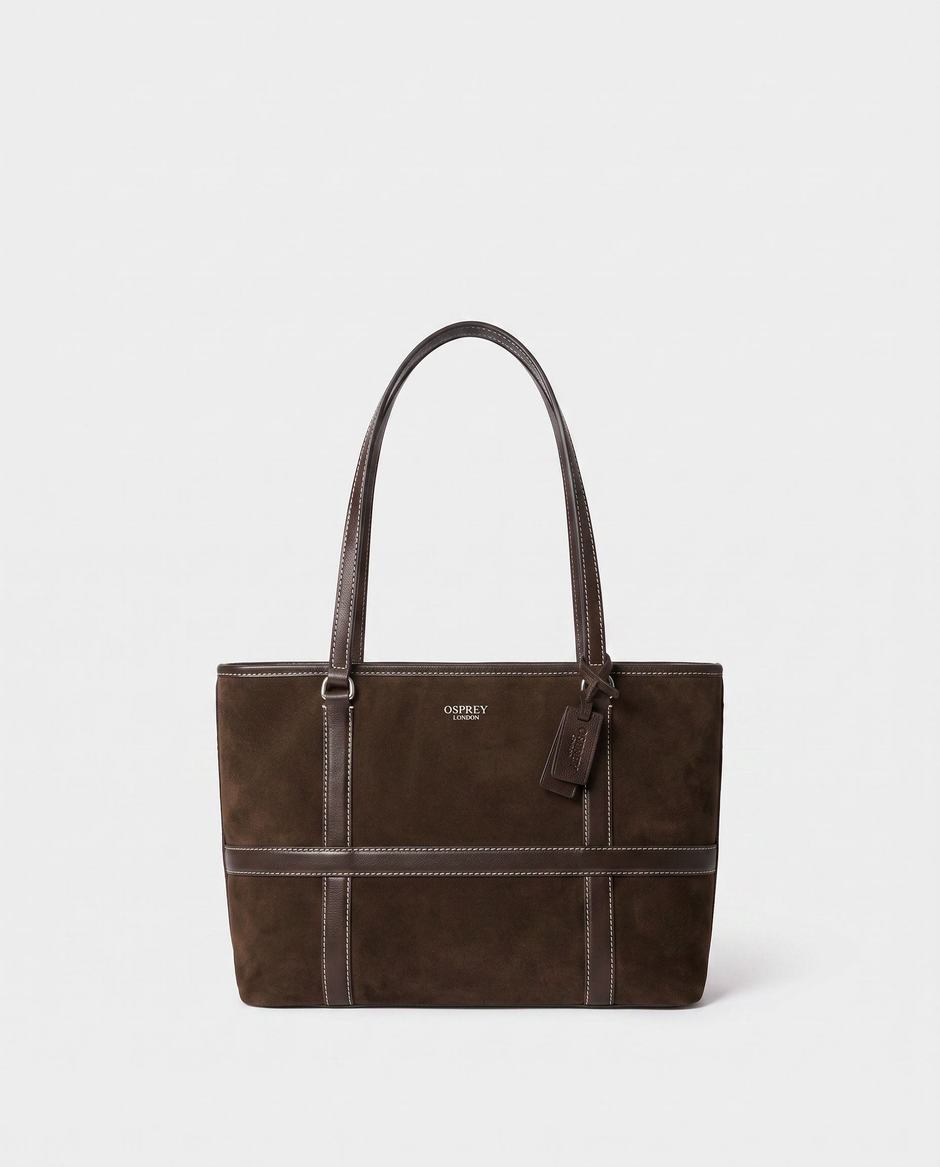 Image number 1 of The Contrast Medium Suede Tote in Chocolate