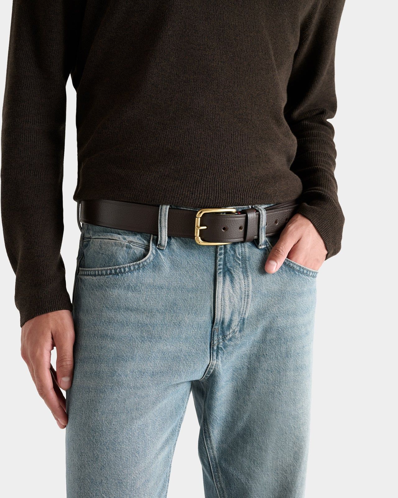 Image number 1 of The Highlander Leather Belt in Chocolate