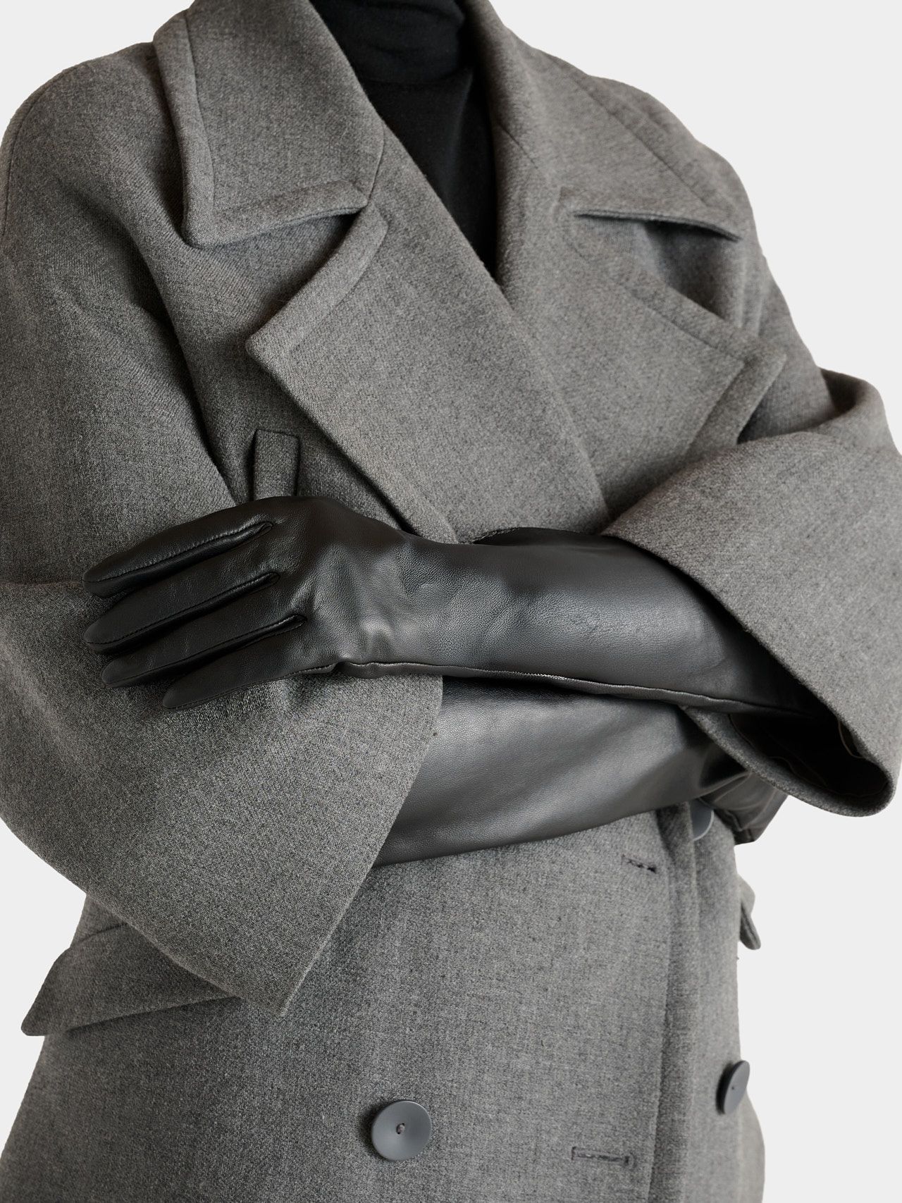 Image number 1 of The Amara Leather Gloves in Black