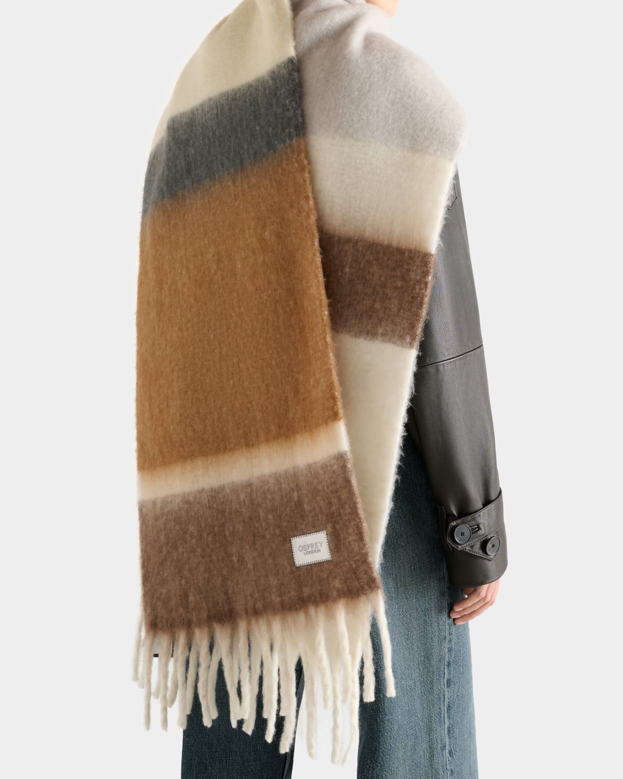 Image number 1 of The Adele Wool Blend Scarf in Multi Brown