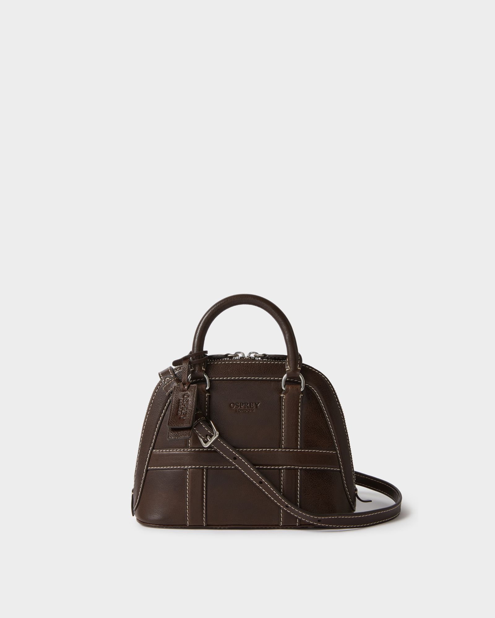 Image number 1 of The London Small Leather Bug Bag in Chocolate