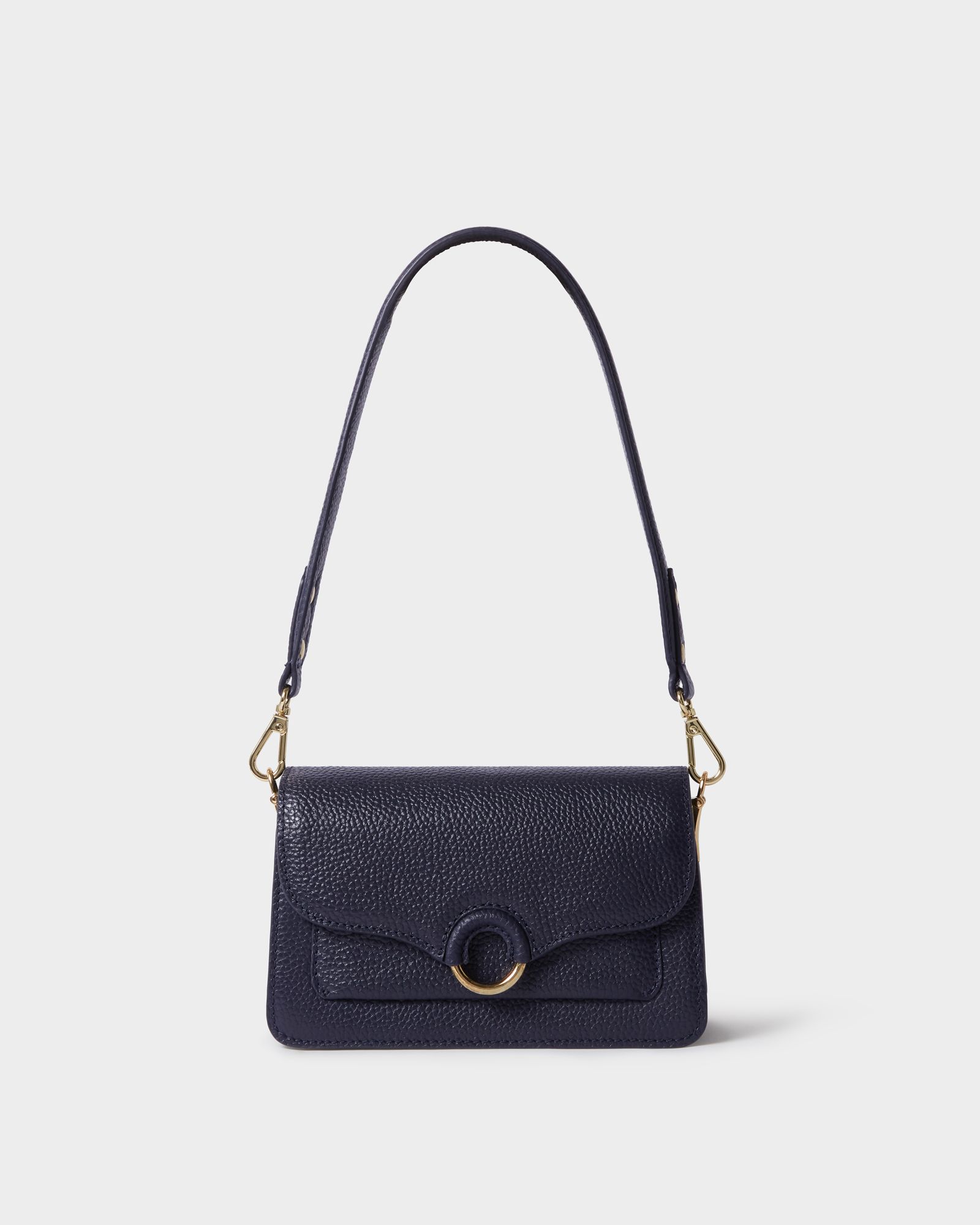 Image number 1 of The Henley Leather Shoulder Bag in Navy