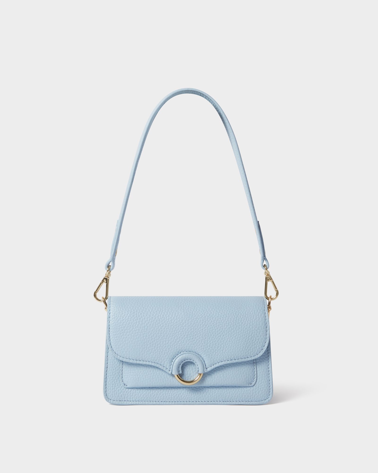 Image number 1 of The Henley Leather Shoulder Bag in Powder Blue