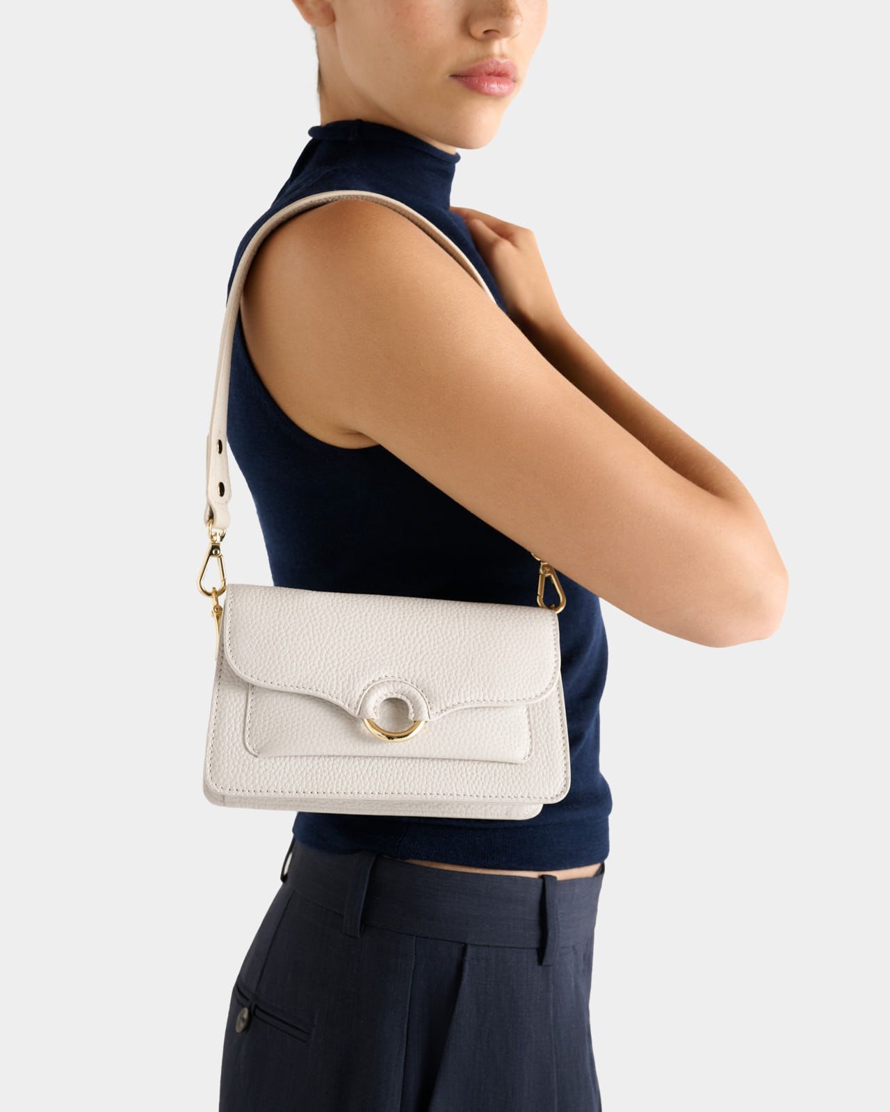 Image number 1 of The Henley Leather Shoulder Bag in Dove