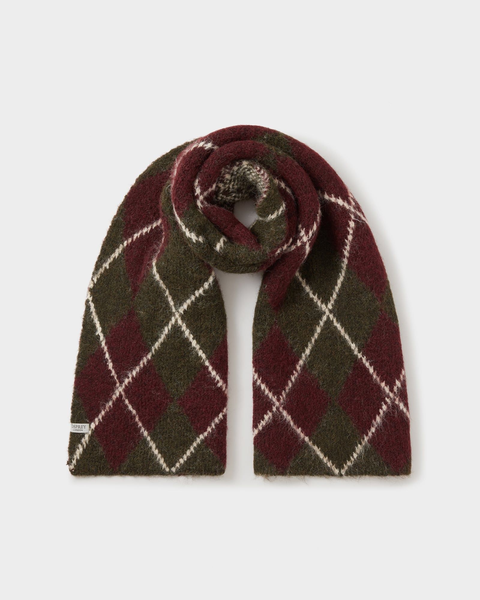 Image number 1 of The Argyle Wool Blend Scarf in Burgundy Multi