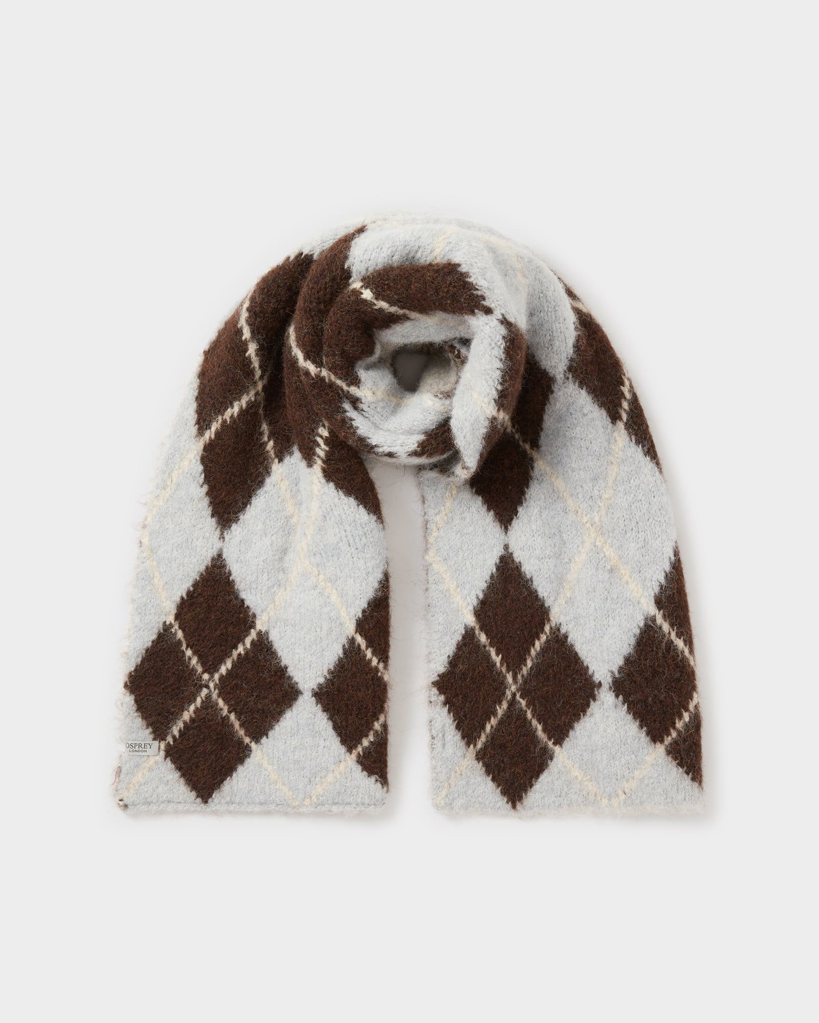 Image number 1 of The Argyle Wool Blend Scarf in Chocolate Multi