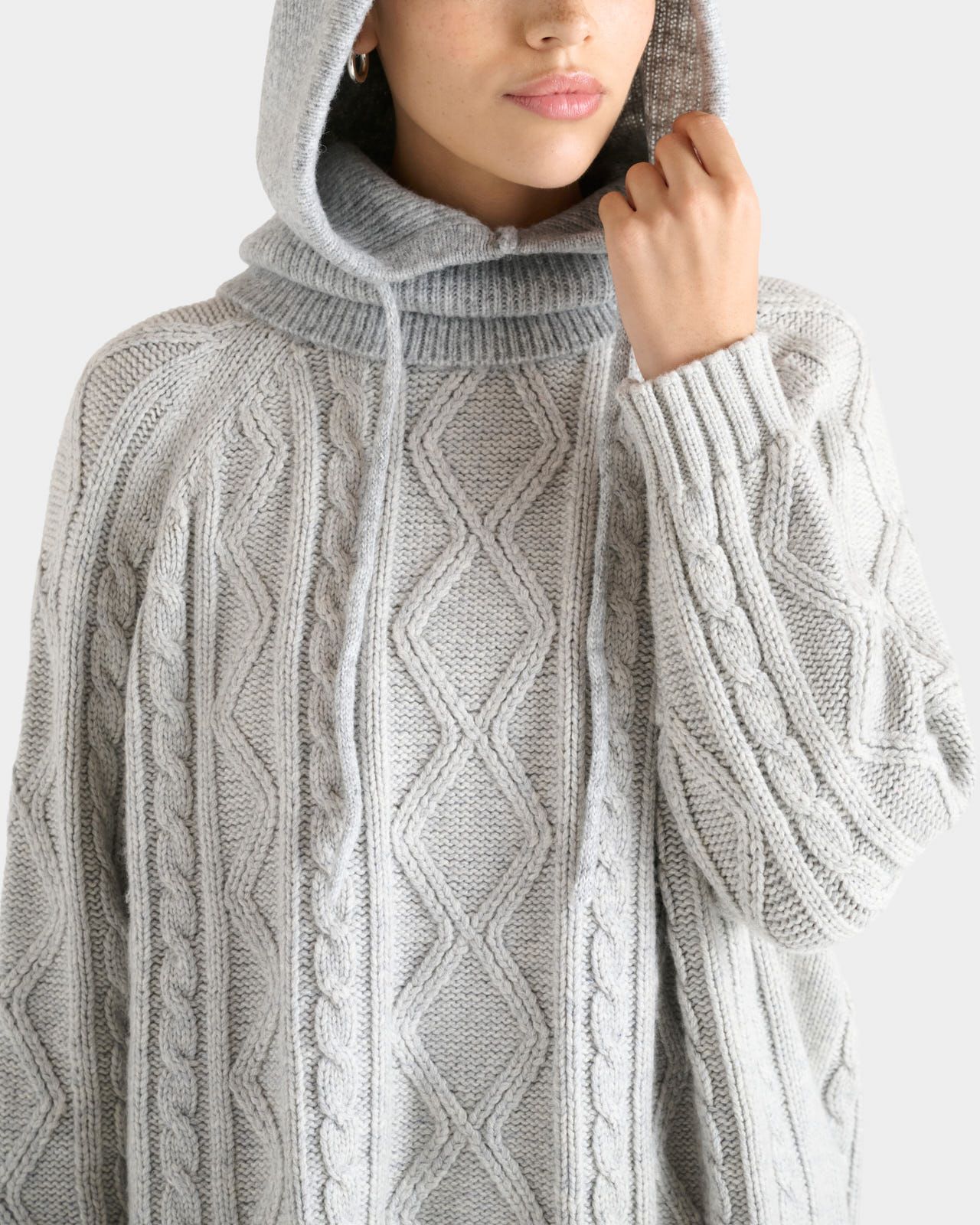 Image number 1 of The Sienna Knitted Hood in Grey