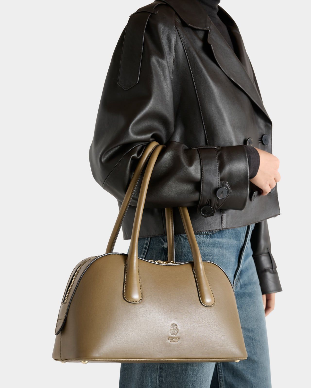 Image number 1 of The Valentina Leather Shoulder Bag in Olive